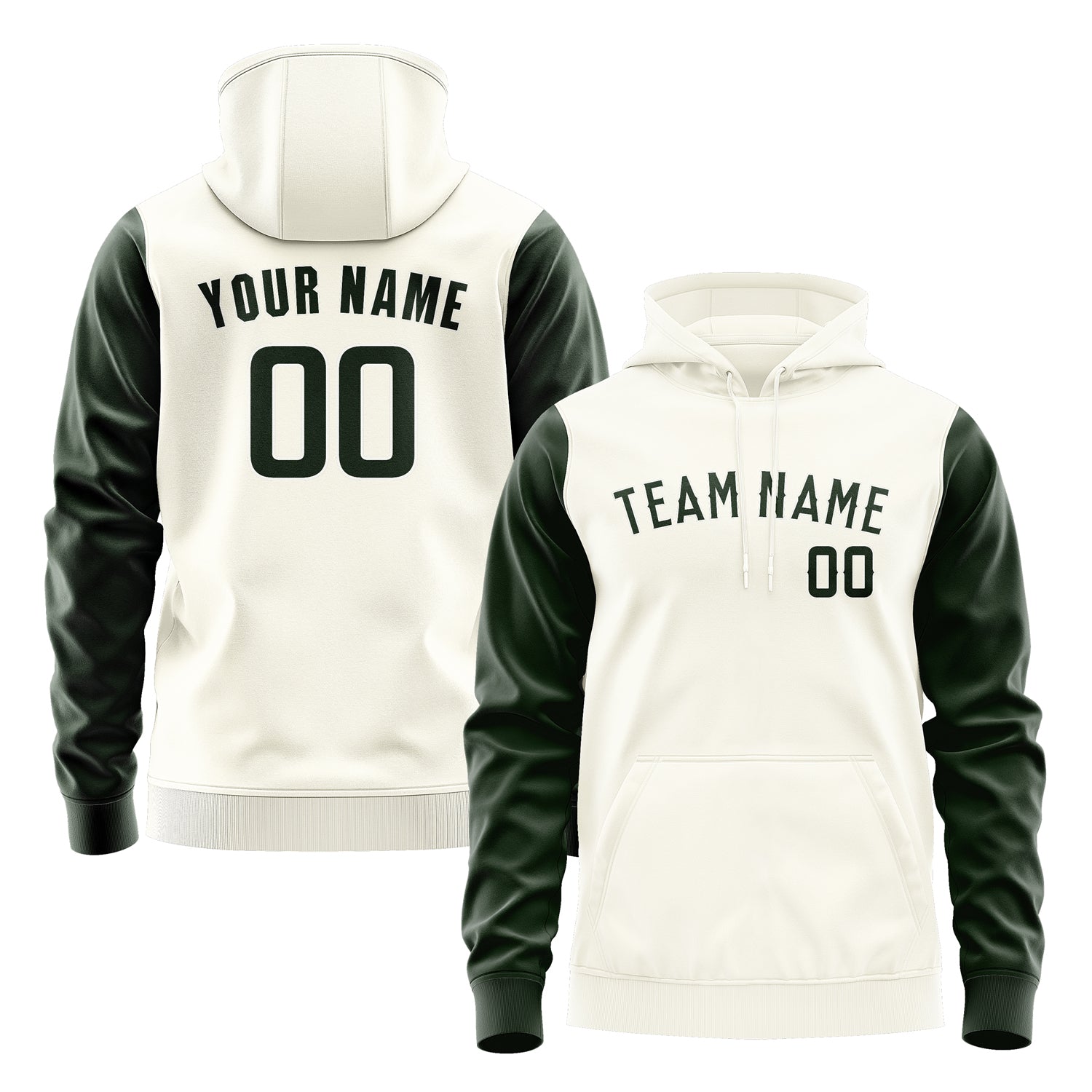 Custom Cream Dark Green Hoodie 0303060603B31806