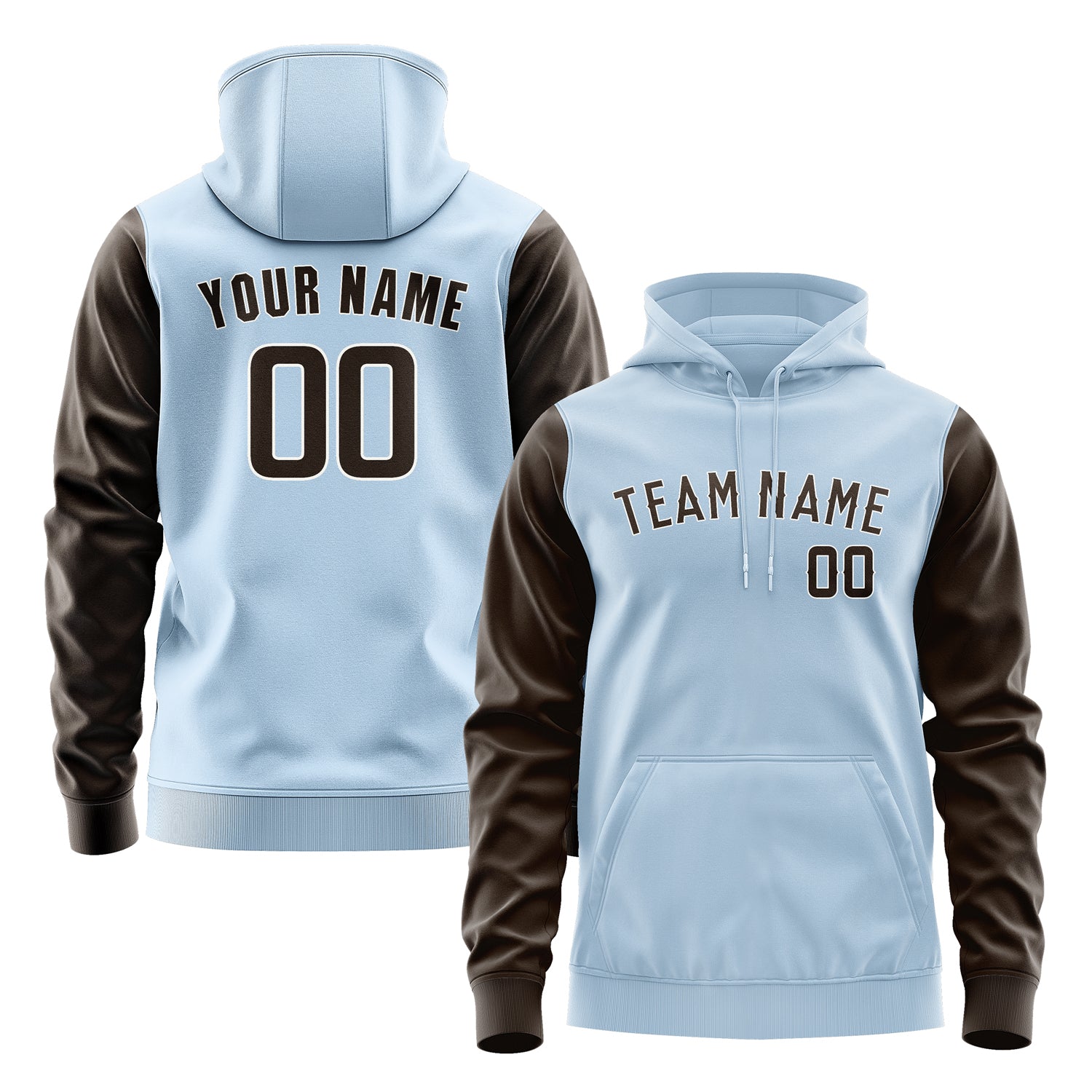 Custom Light Blue Brown Hoodie 0808010108B31801