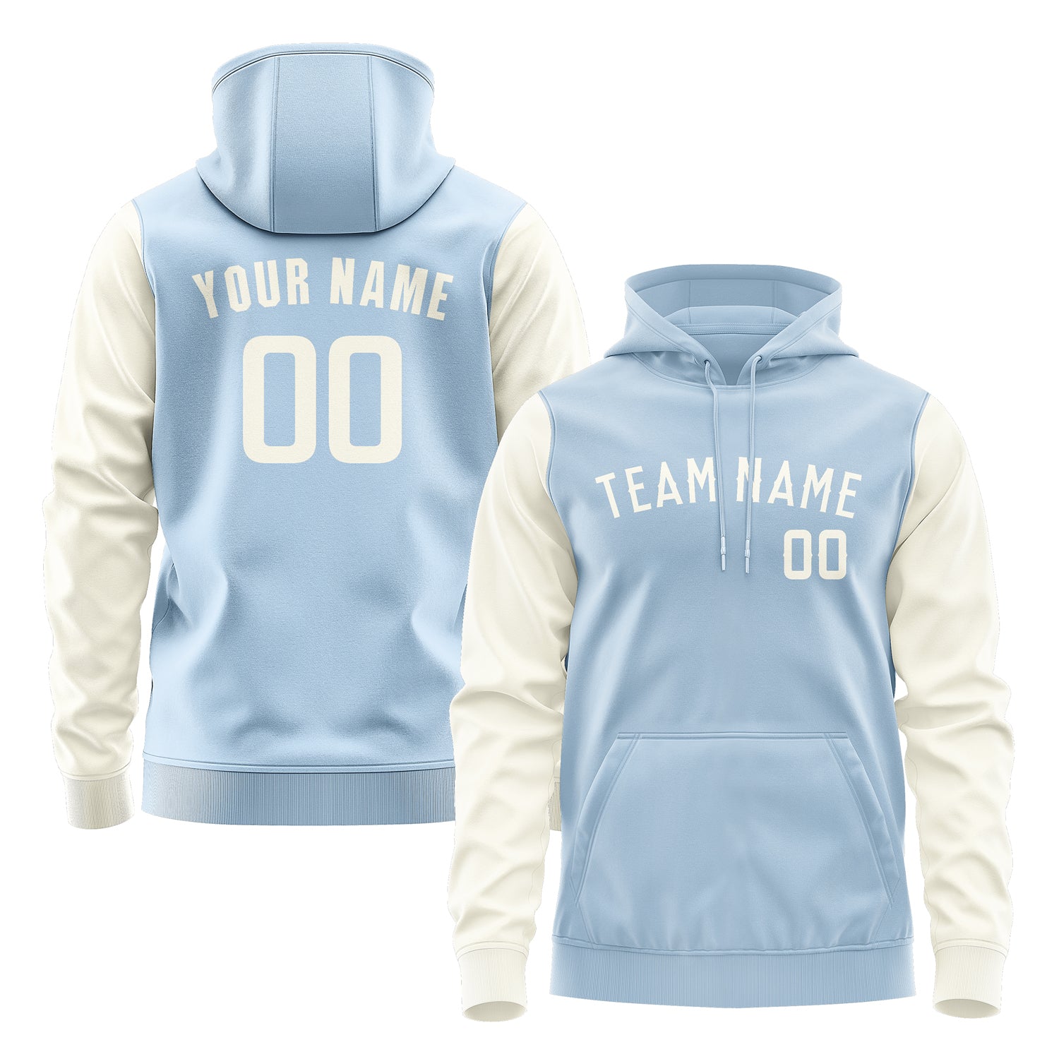 Custom Light Blue Cream Hoodie 0808030308B31803