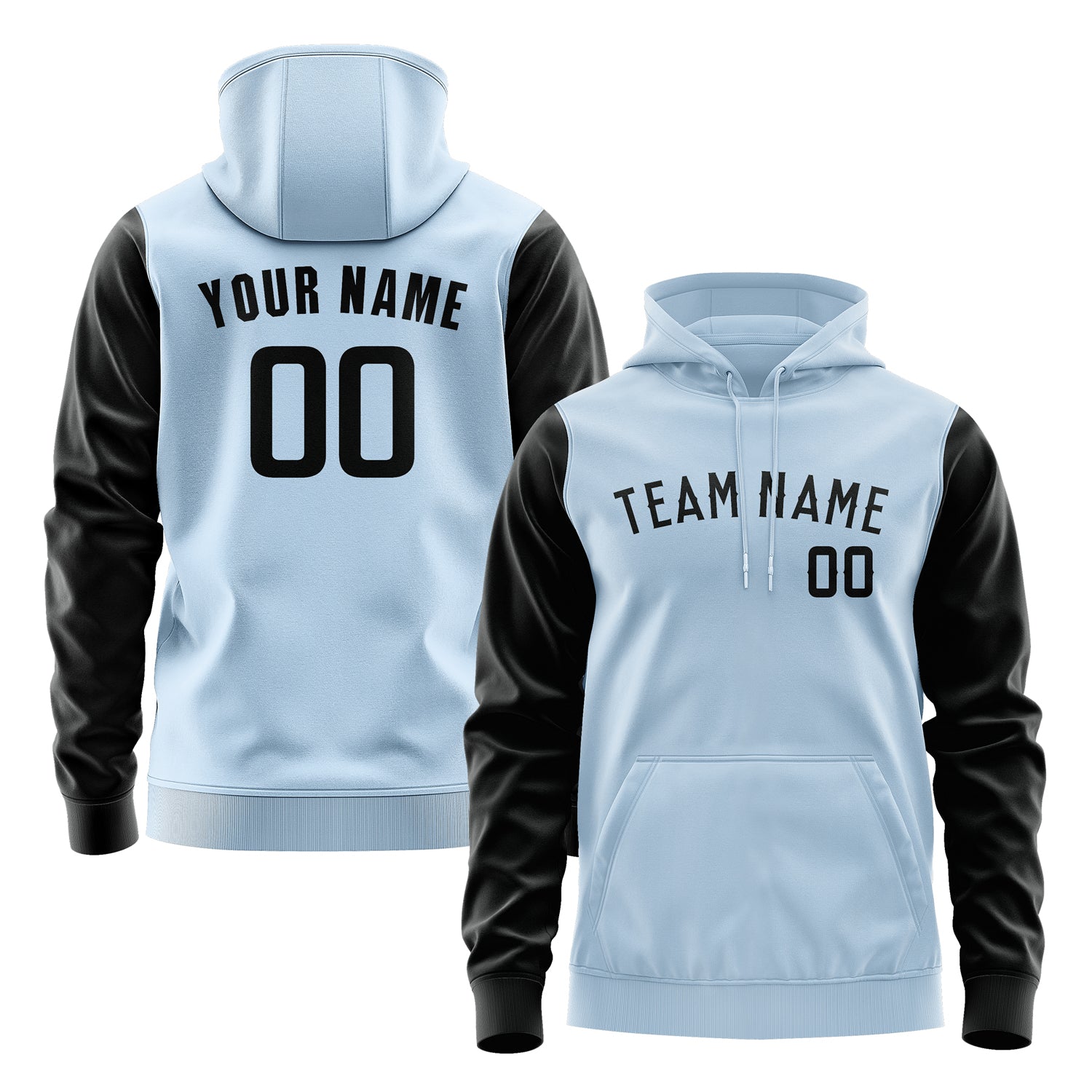 Custom Light Blue Black Hoodie 0808171708B31717