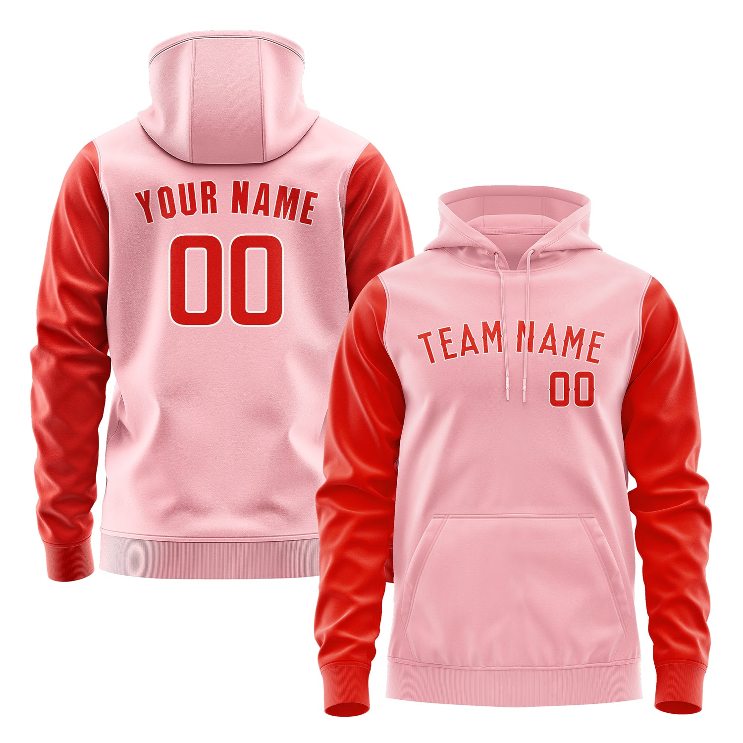 Custom Light Pink Orange Red Hoodie 2121121221B31812