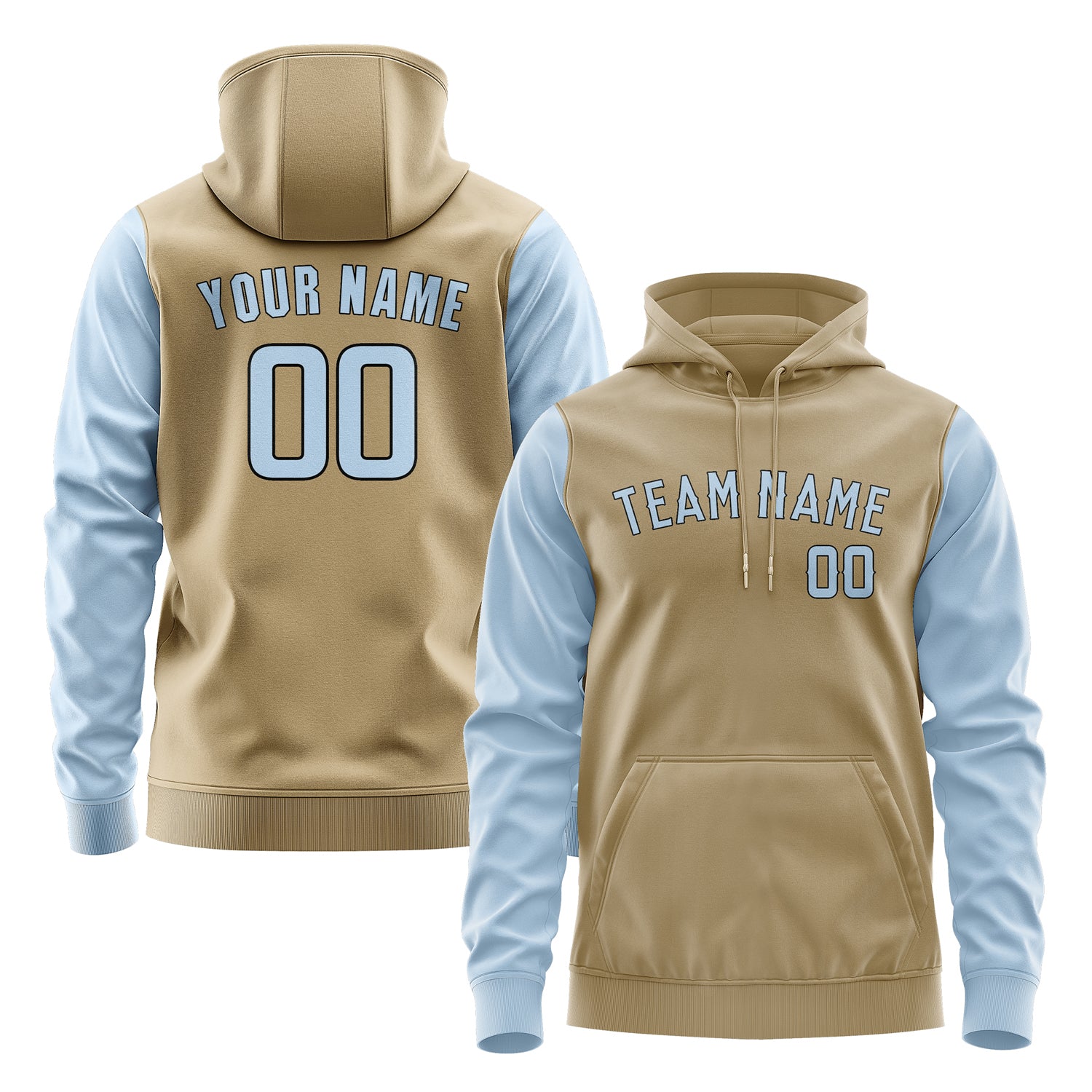 Custom Light Khaki Light Blue Hoodie 2525080825B31708