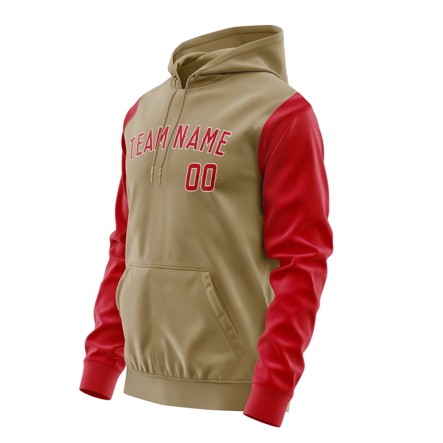 Custom Light Khaki Red Hoodie 2525141425B31814