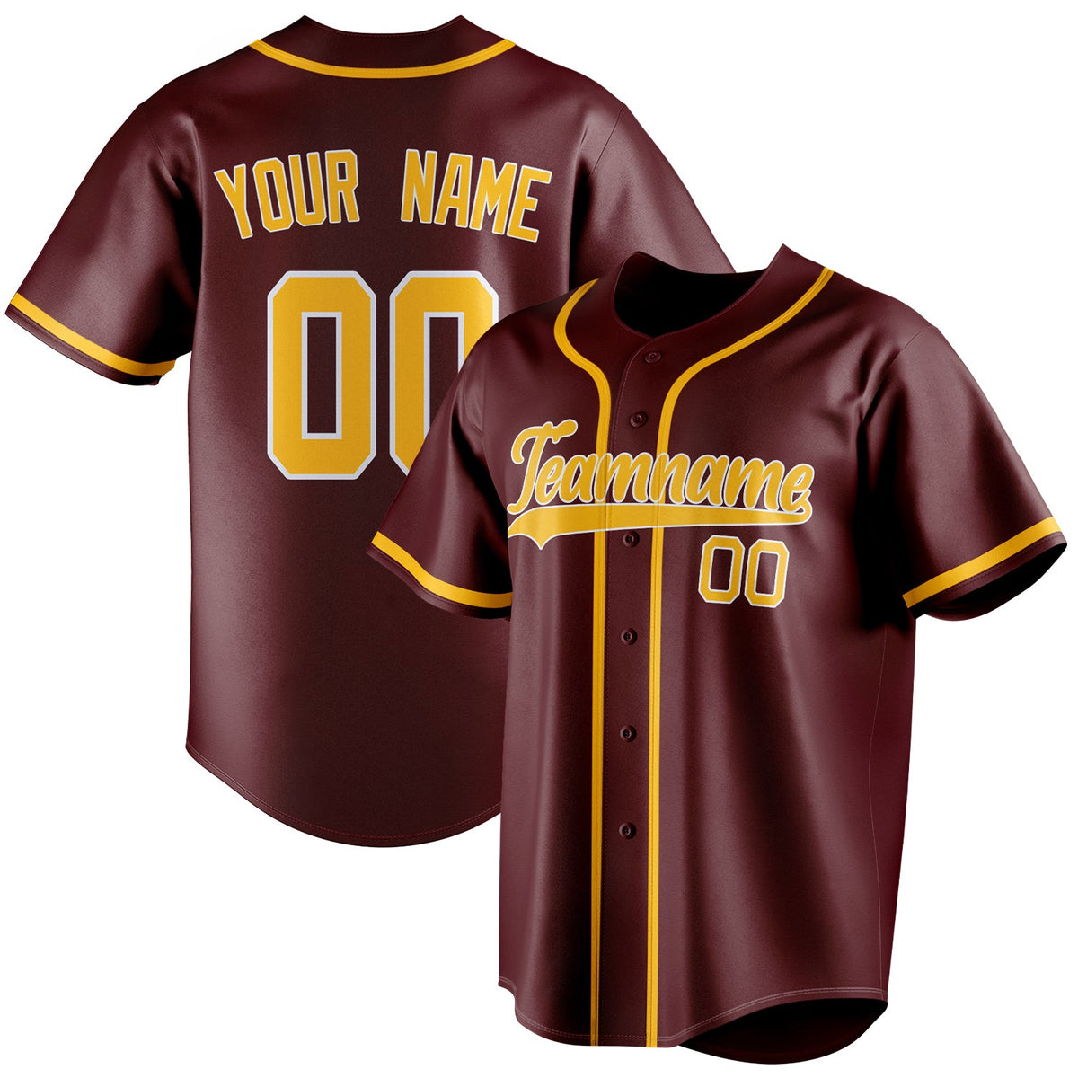 Custom Burgundy & Gold Color Fan Baseball Jersey BB01240528CK091