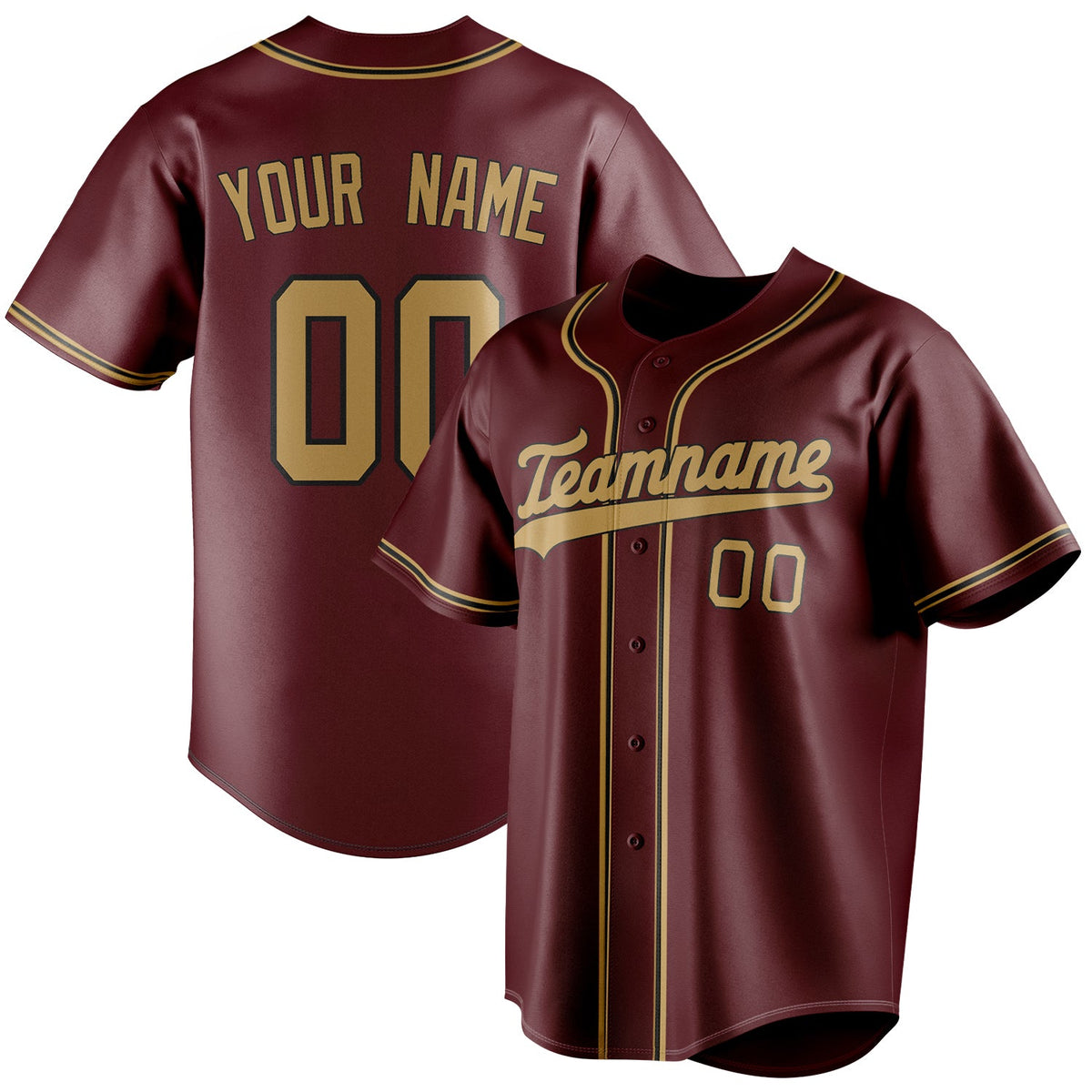 Custom Burgundy & Old Gold Color Fan Baseball Jersey BB01240528CK093