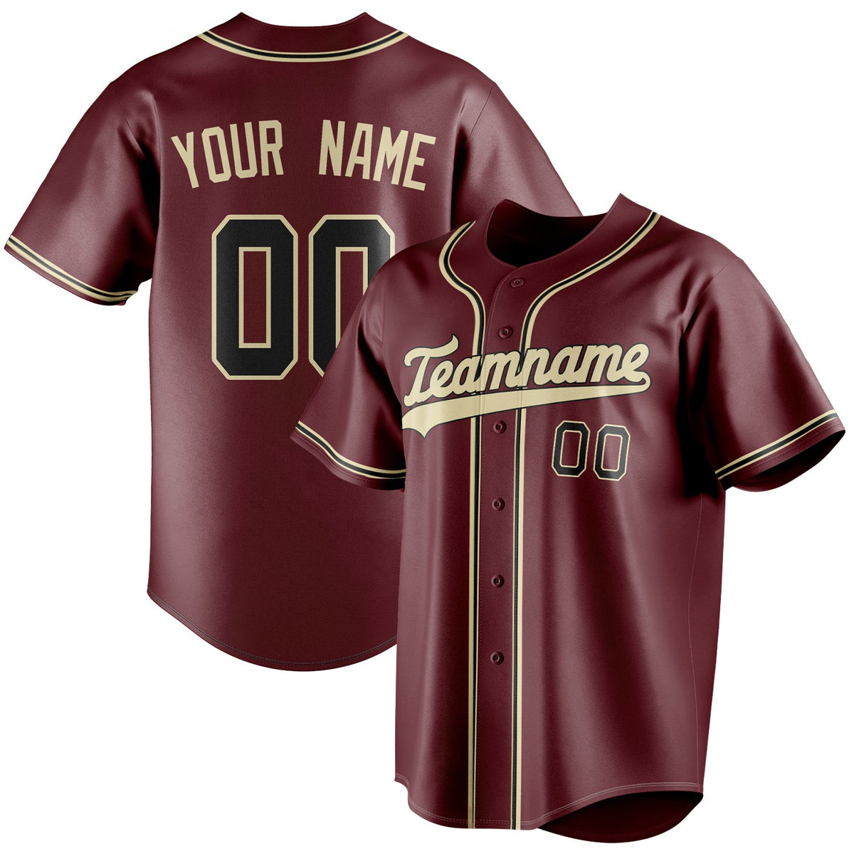 Custom Burgundy & Cream Color Fan Baseball Jersey BB01240528CK102