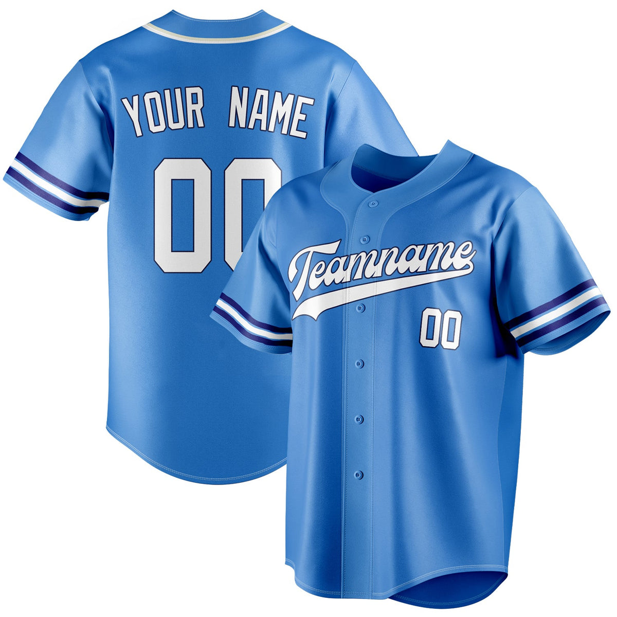 Custom Electric Blue & White Color Fan Baseball Jersey BB01240528JZ197