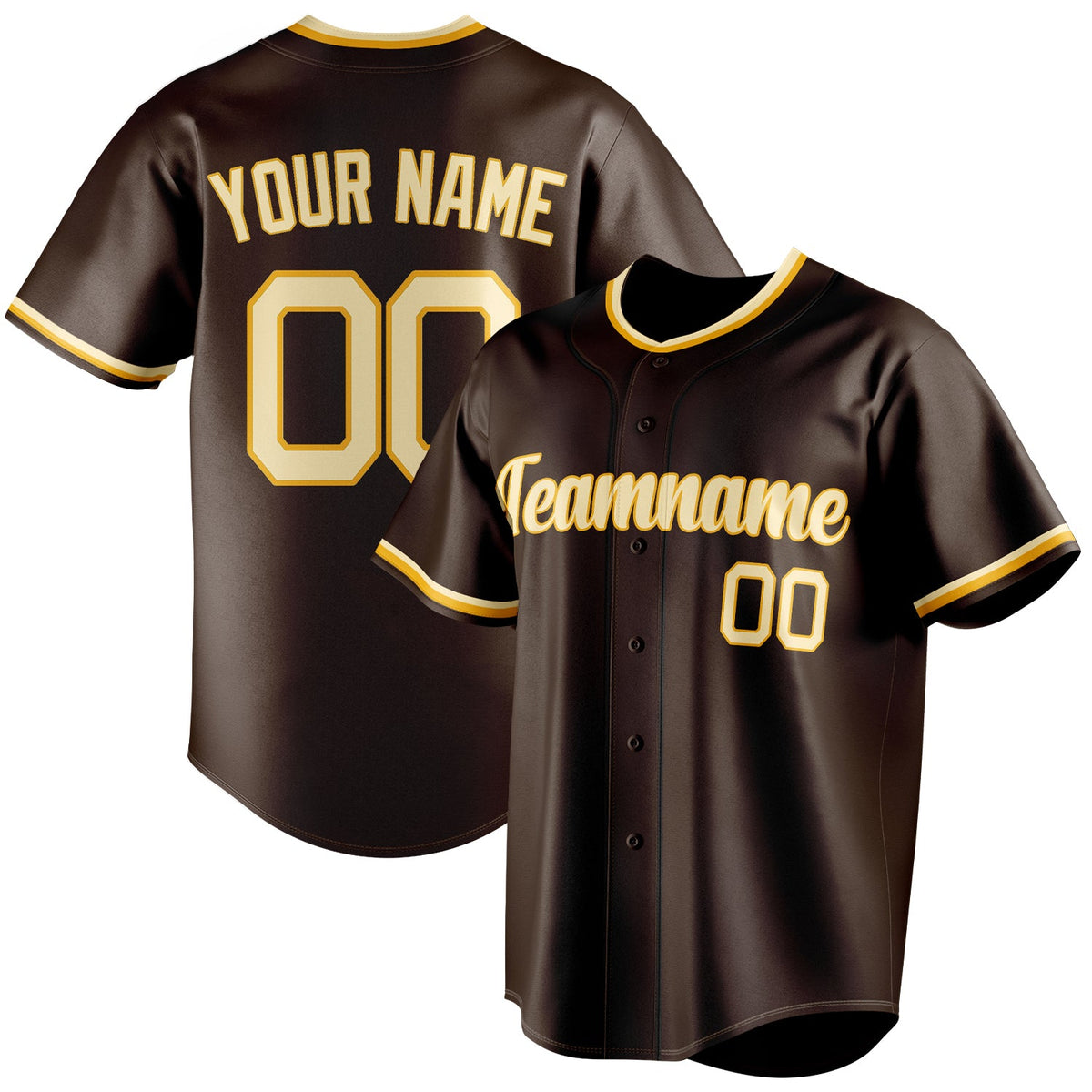 Custom Brown & Cream Color Fan Baseball Jersey BB01240528WX080