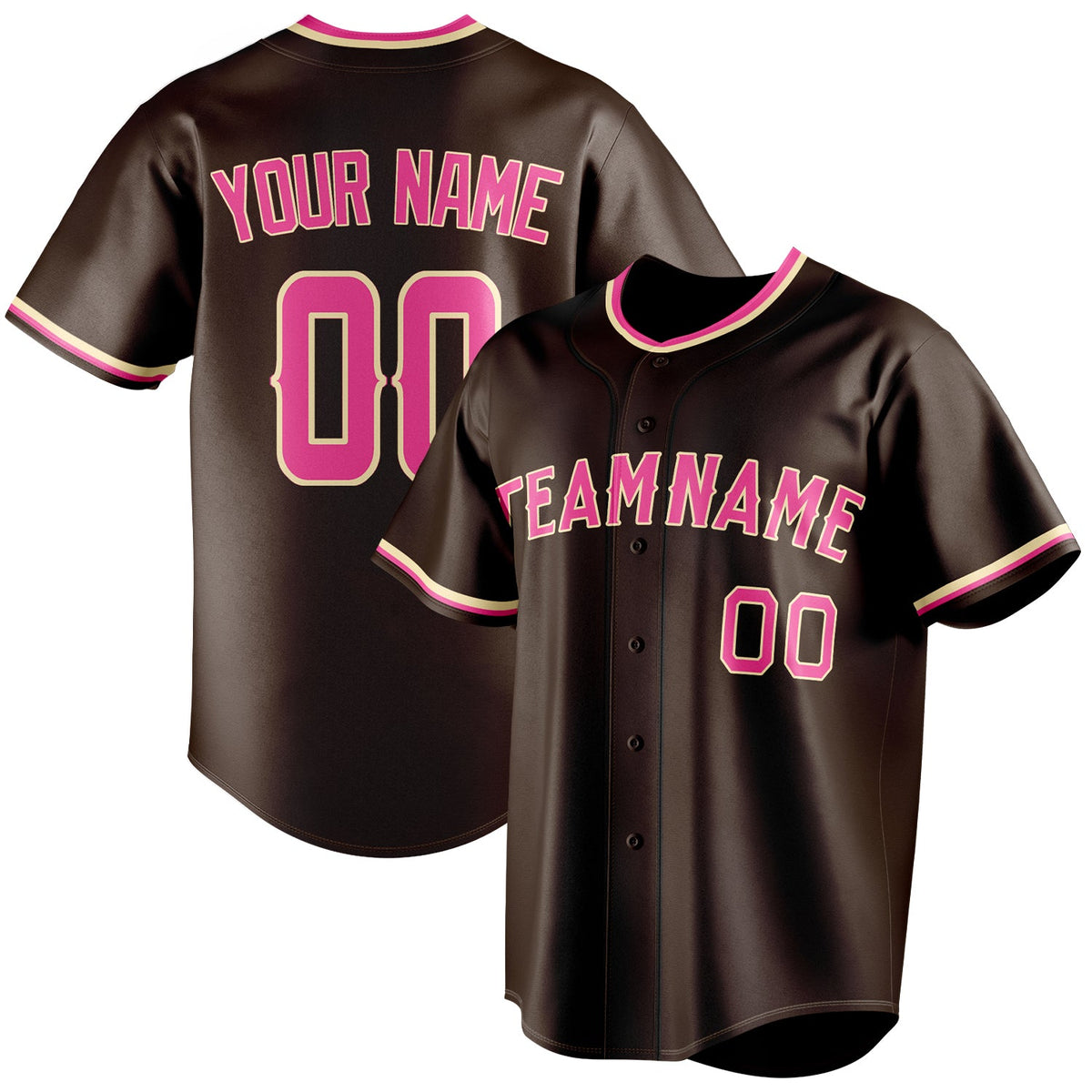 Custom Brown & Pink Color Fan Baseball Jersey BB01240528WX082