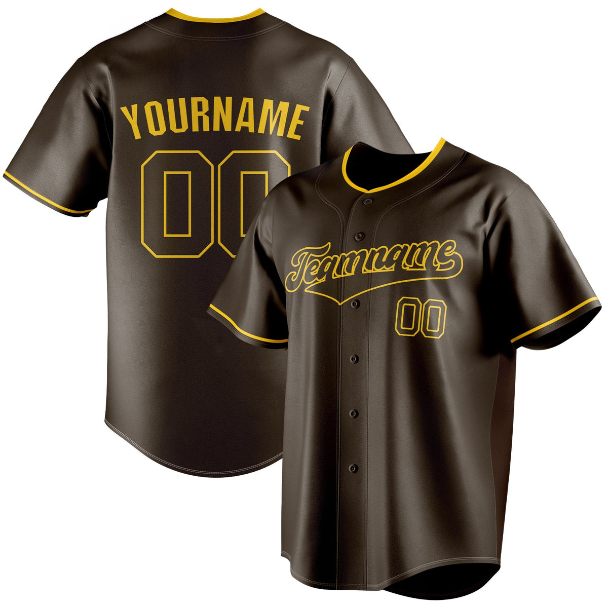 Custom Brown & Gold Color Fan Baseball Jersey BB01240528WX085