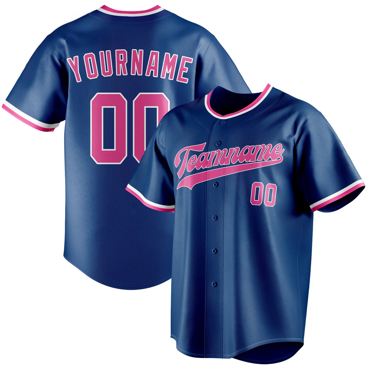 Custom Blue & Pink Color Fan Baseball Jersey BB01240528WY064