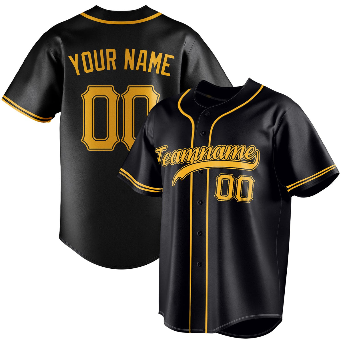 Custom Black & Gold Color Fan Baseball Jersey BB01240528YX190