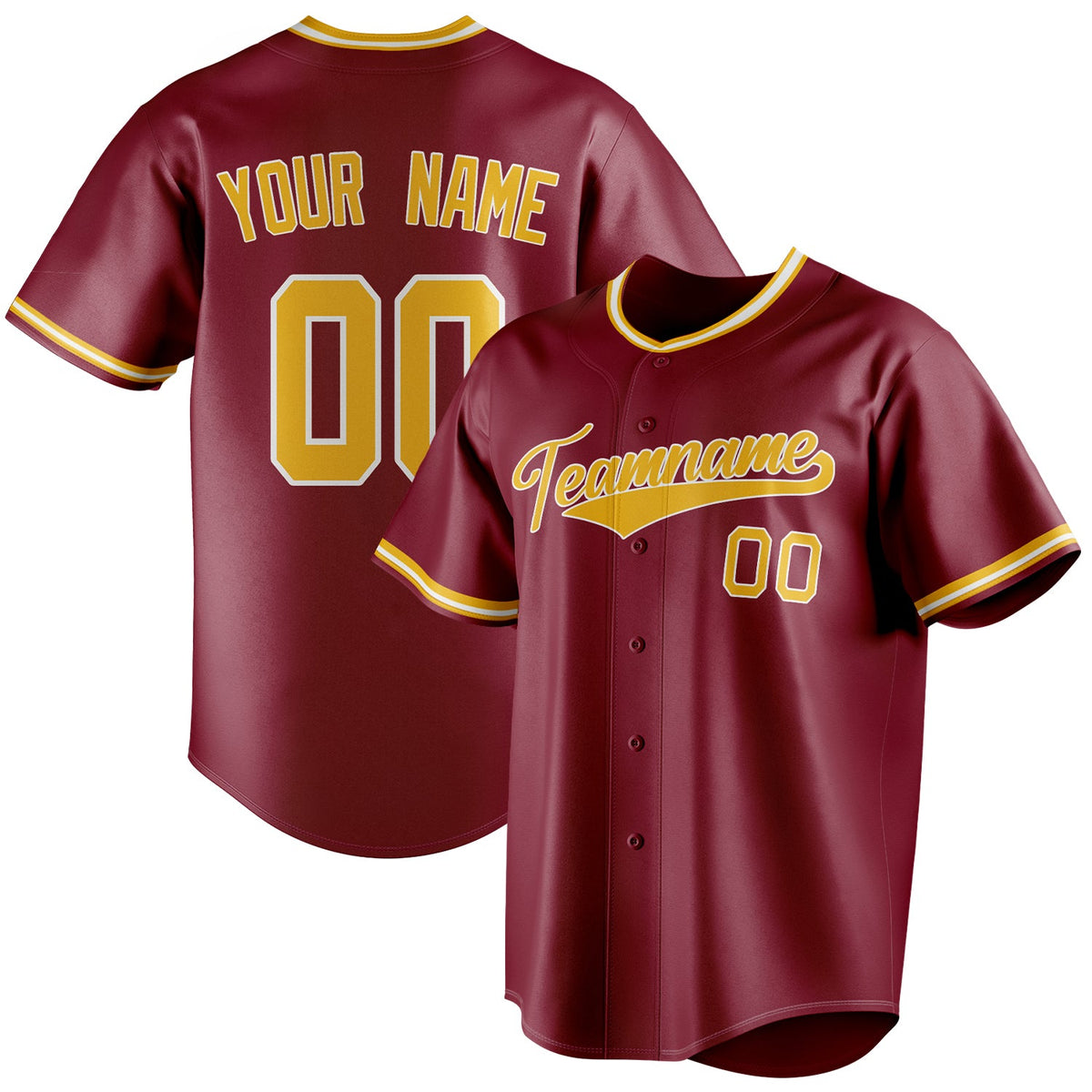 Custom Crimson & Gold Color Fan Baseball Jersey BB01240529CK148