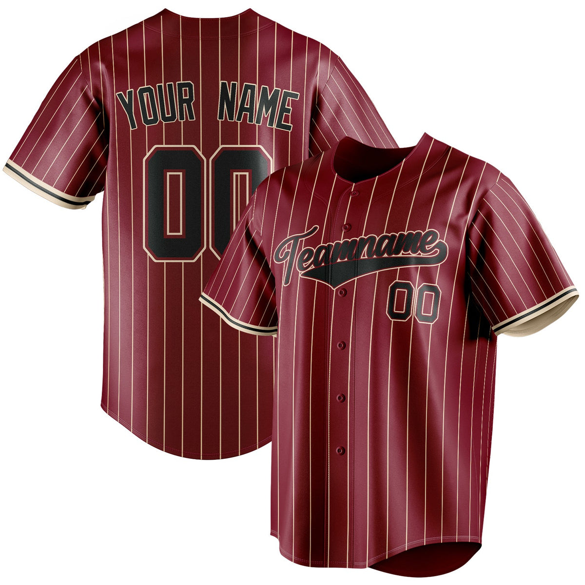 Custom Crimson & Black Cream Pinstripe Fan Baseball Jersey BB01240529CK159