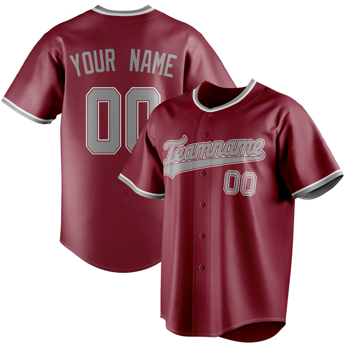 Custom Crimson & Steel Gray Color Fan Baseball Jersey BB01240529CK160