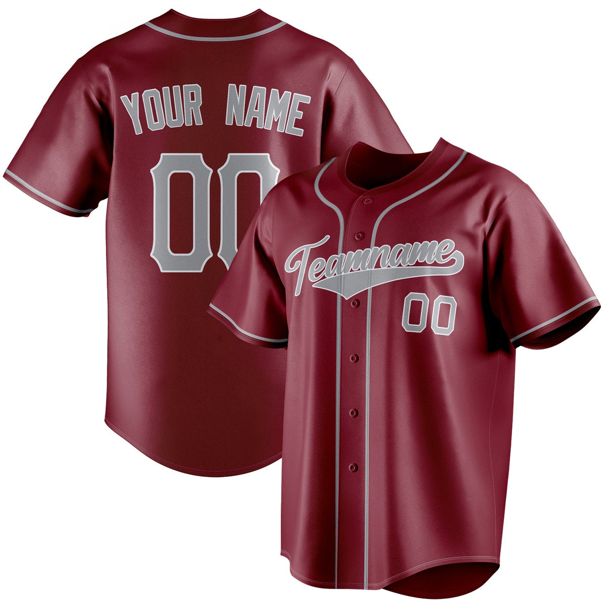 Custom Crimson & Gray Color Fan Baseball Jersey BB01240529CK163