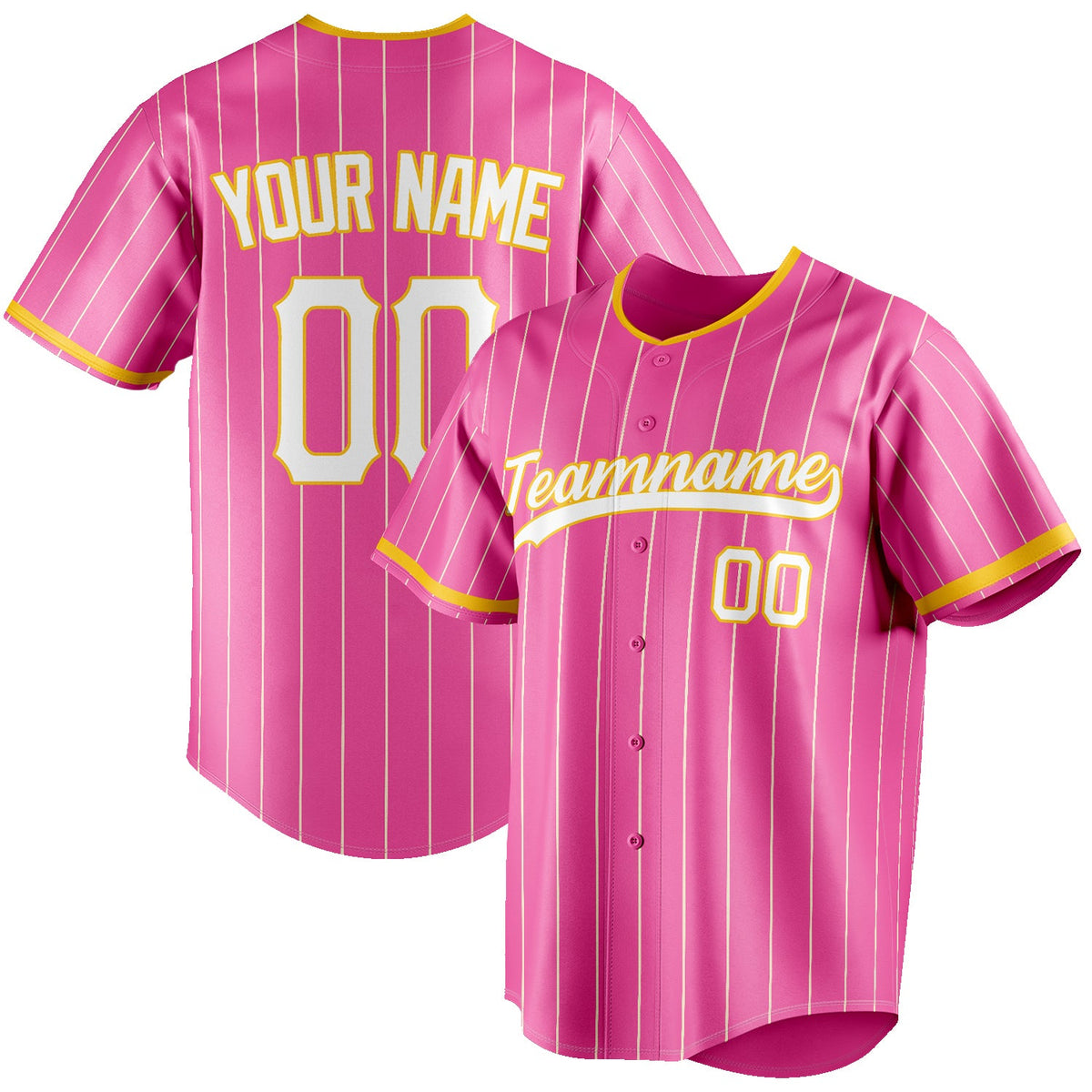 Custom Pink & White Cream Pinstripe Fan Baseball Jersey BB01240529WX402