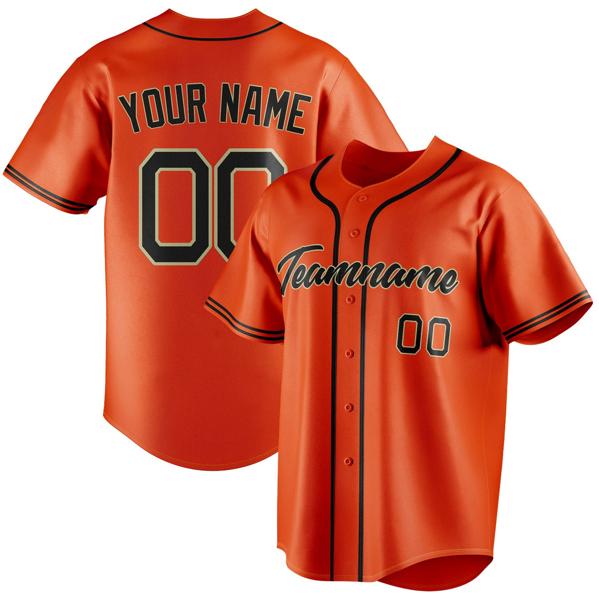 Custom Orange & Black Color Fan Baseball Jersey BB01240529WY165