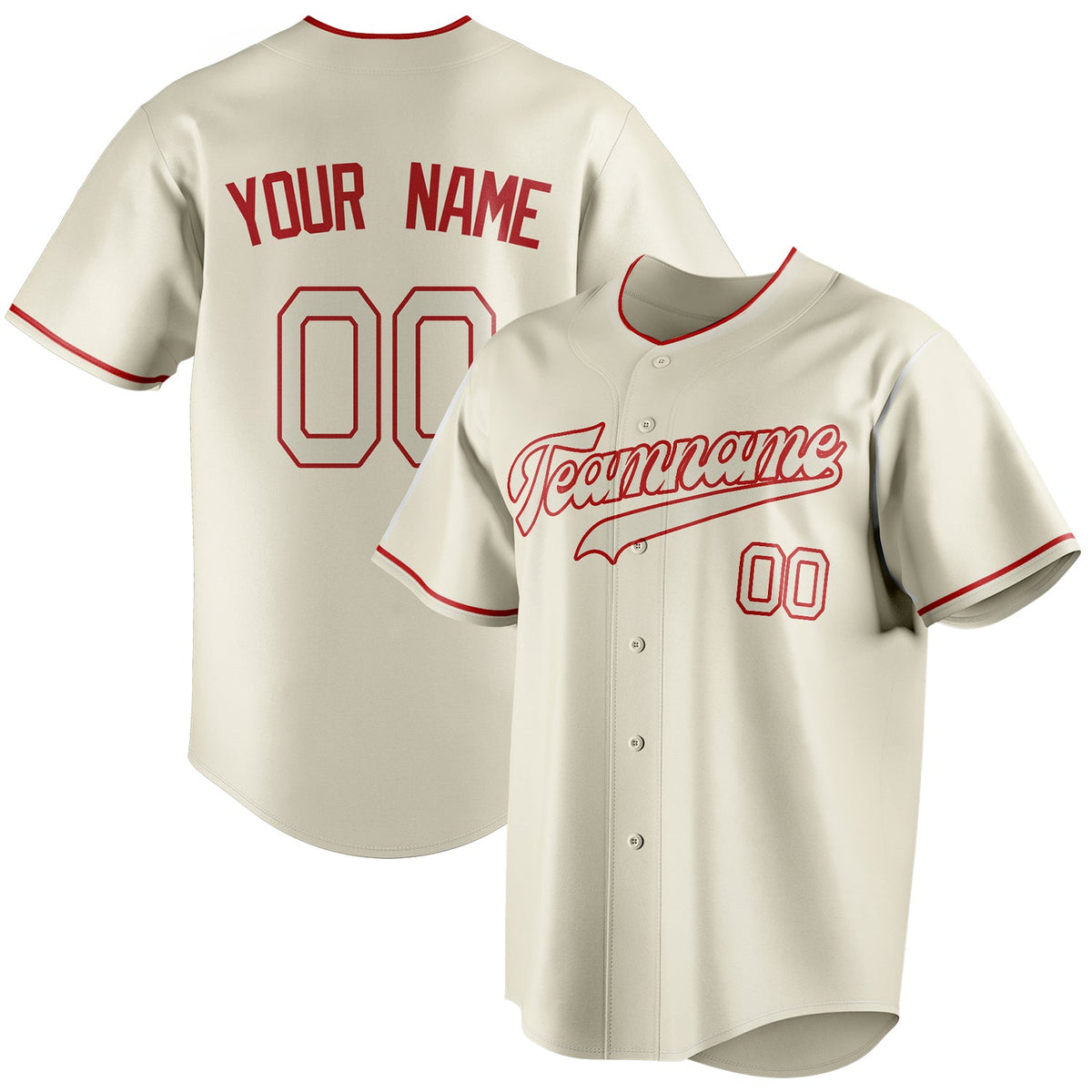 Custom Cream & Red Color Fan Baseball Jersey BB01240529YX204