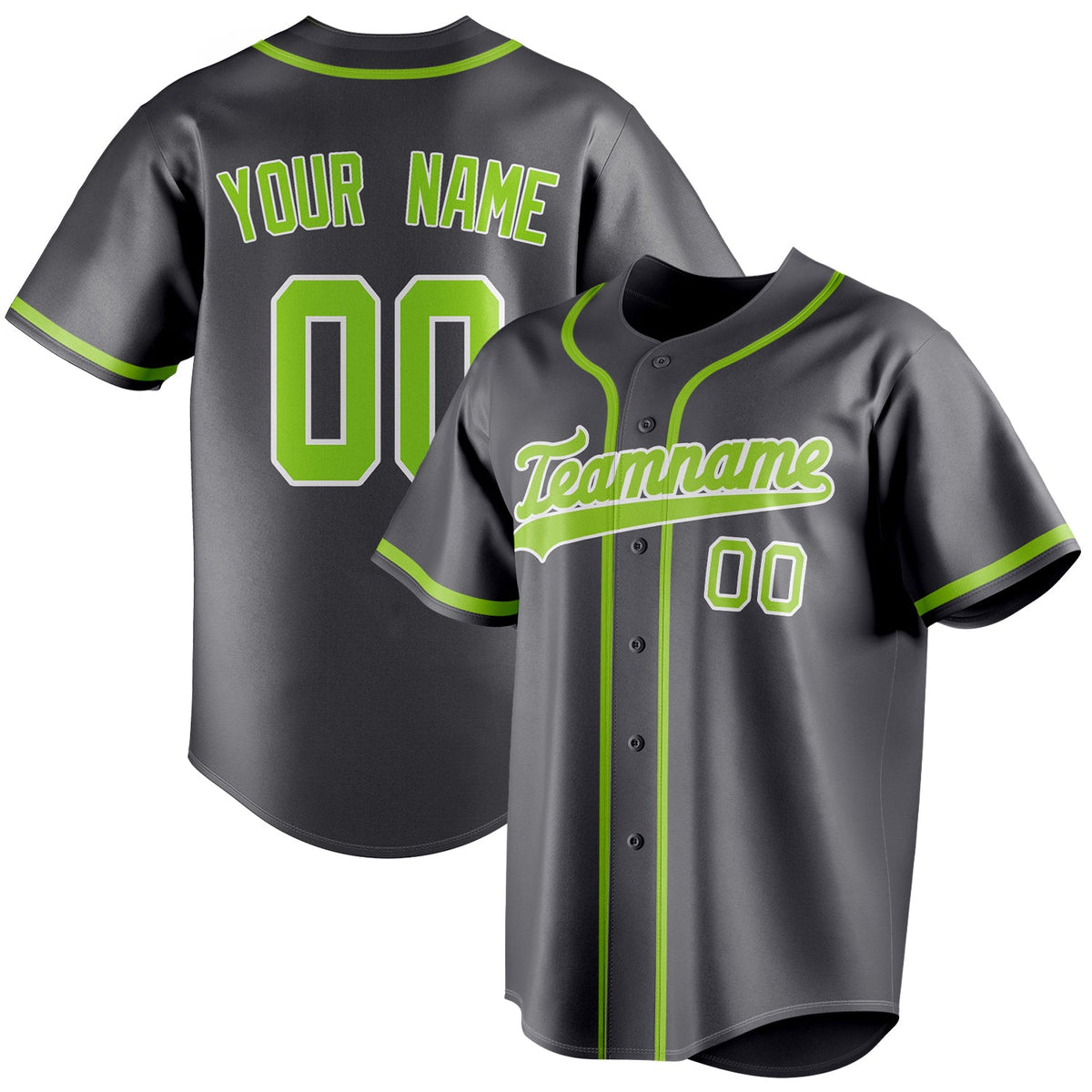 Custom Steel Gray & Neon Green Color Fan Baseball Jersey BB01240530CK289