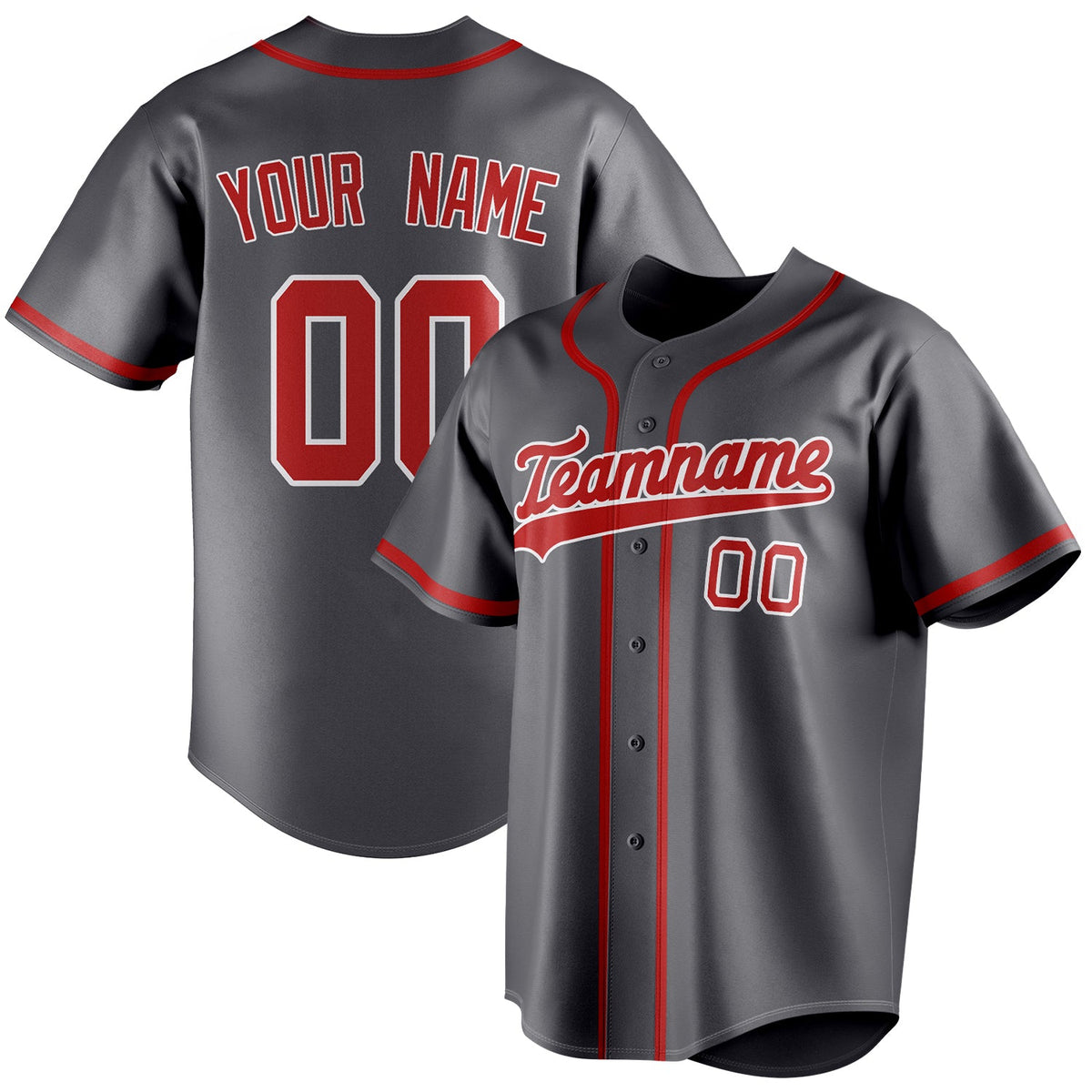 Custom Steel Gray & Red Color Fan Baseball Jersey BB01240530CK291