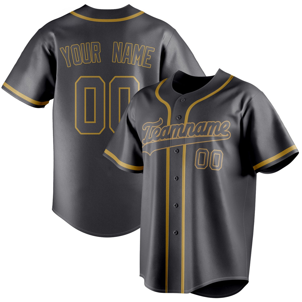 Custom Steel Gray & Old Gold Color Fan Baseball Jersey BB01240530CK292