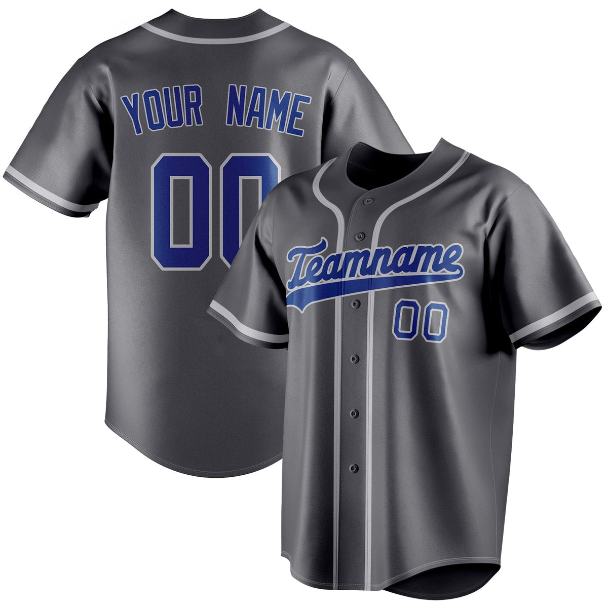 Custom Steel Gray & Royal Color Fan Baseball Jersey BB01240530CK294