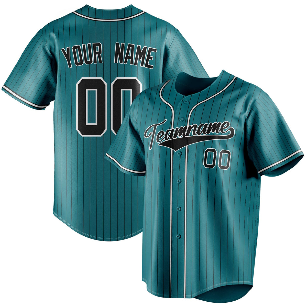 Custom Teal & Black Black Pinstripe Fan Baseball Jersey BB01240530CK321