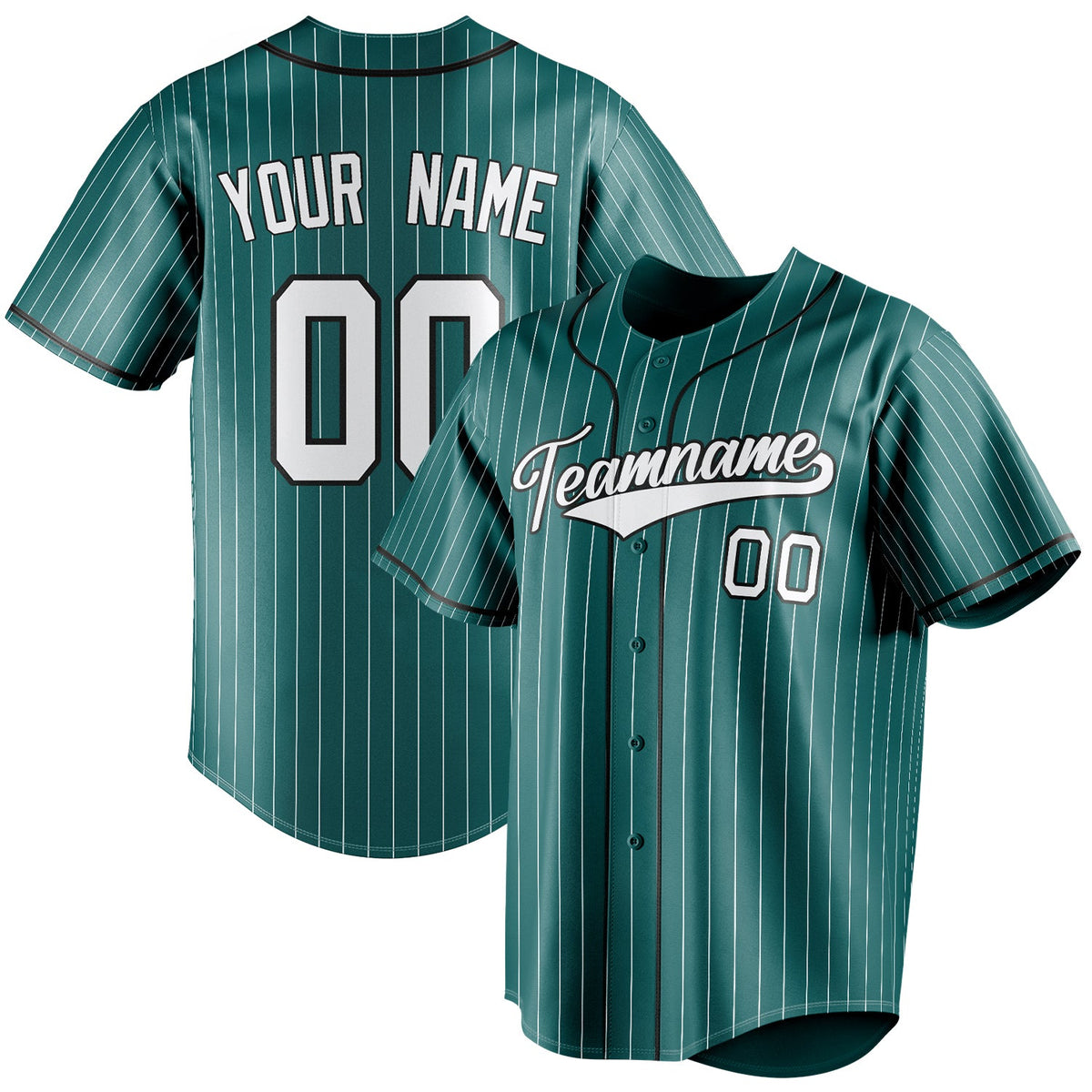 Custom Teal & White White Pinstripe Fan Baseball Jersey BB01240530CK325