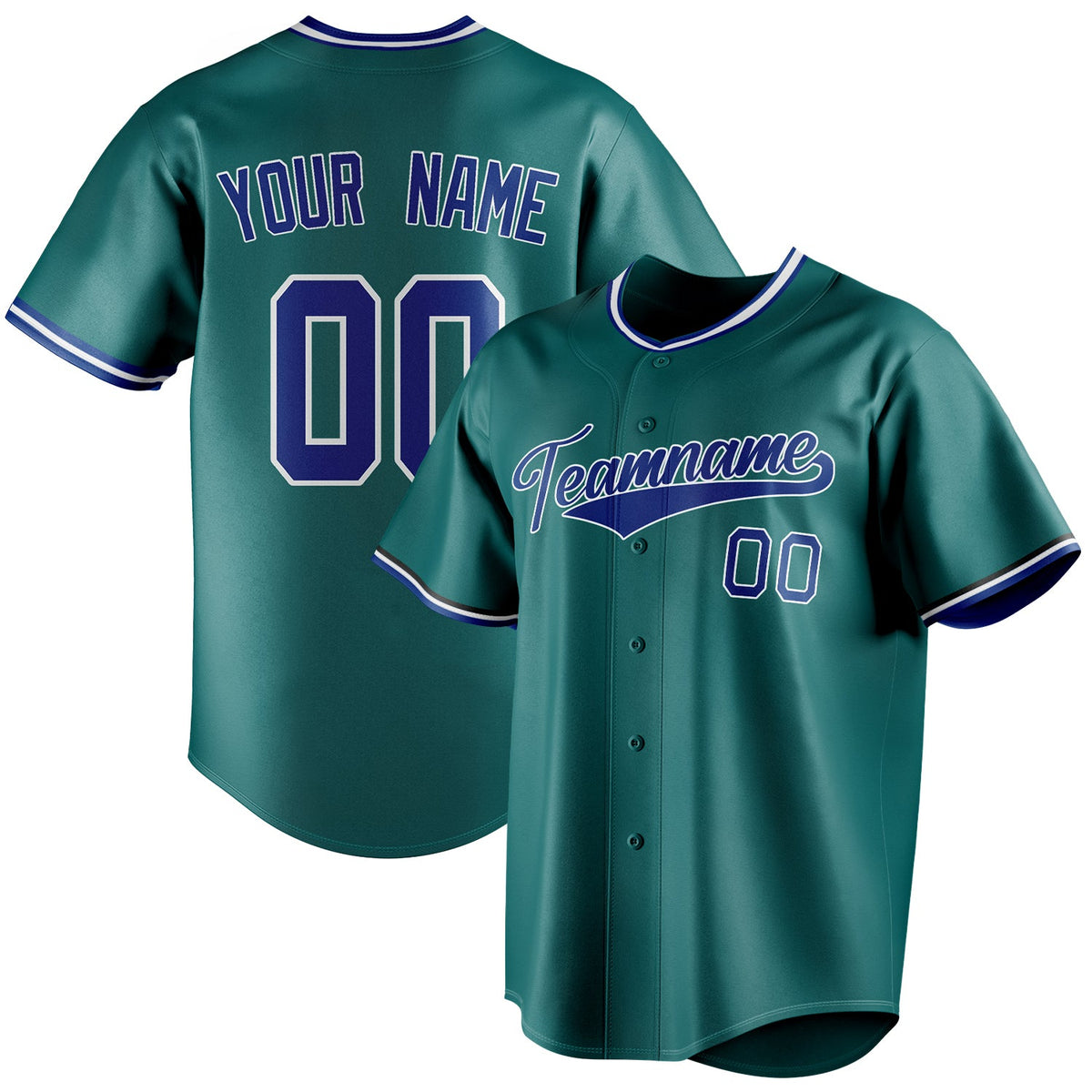 Custom Teal & Royal Color Fan Baseball Jersey BB01240530CK327