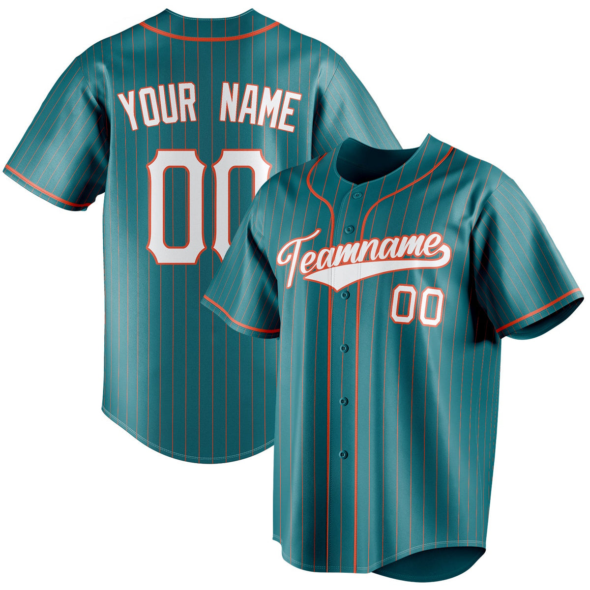 Custom Teal & White Orange Pinstripe Fan Baseball Jersey BB01240530CK336