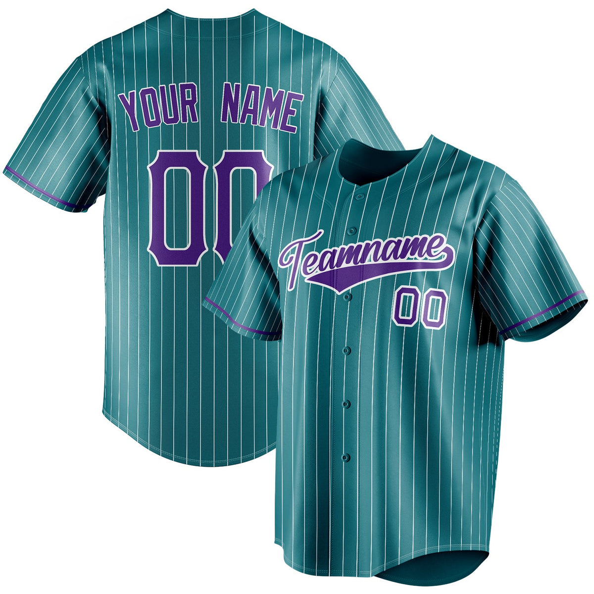 Custom Teal & Purple White Pinstripe Fan Baseball Jersey BB01240530CK337