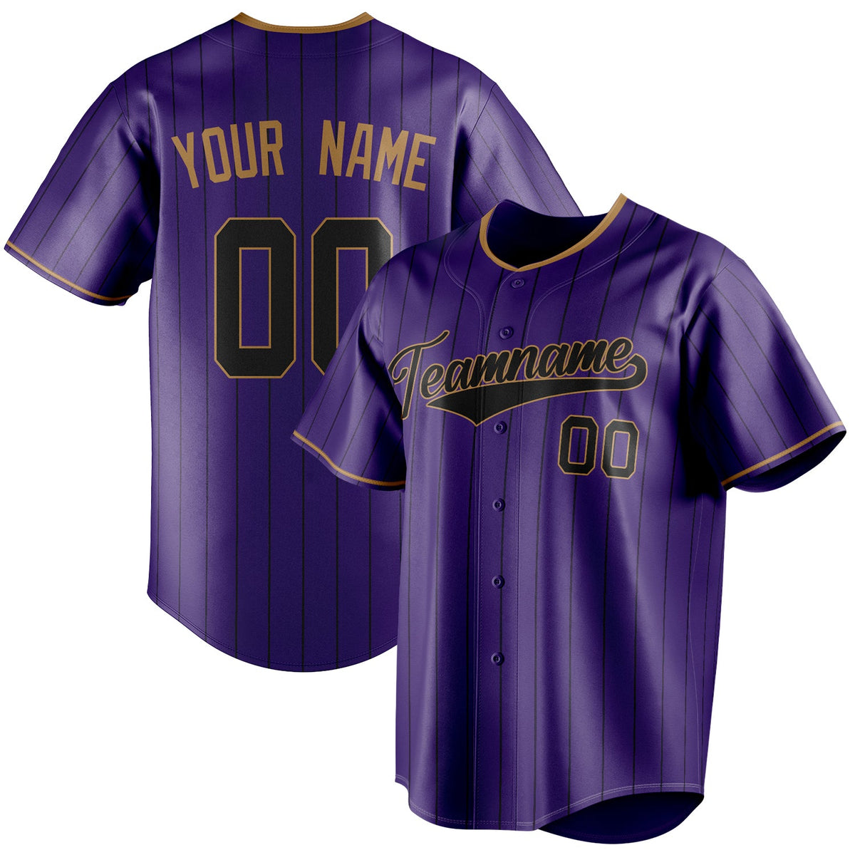 Custom Purple & Black Black Pinstripe Fan Baseball Jersey BB01240530JZ245