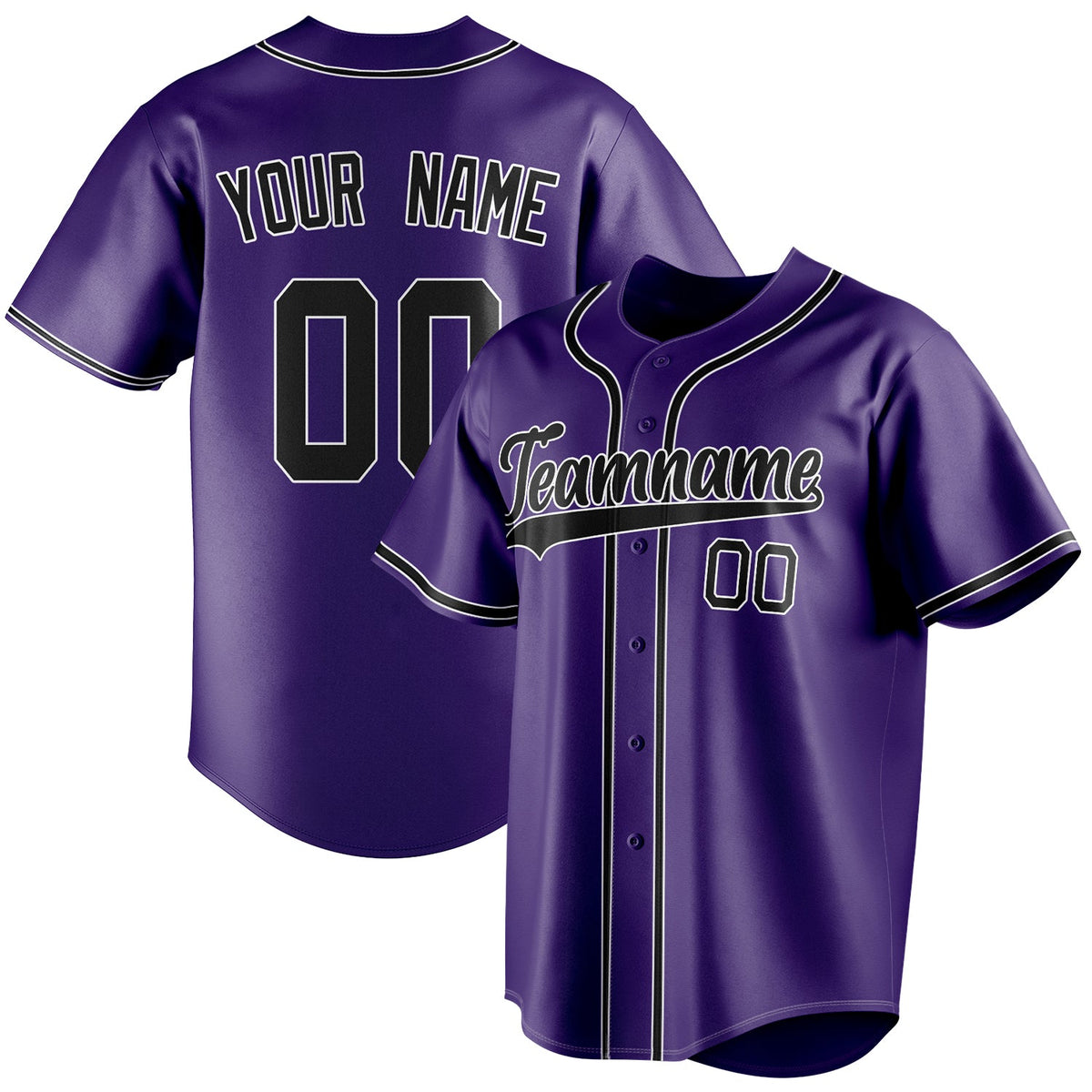 Custom Purple & Black Color Fan Baseball Jersey BB01240530JZ248