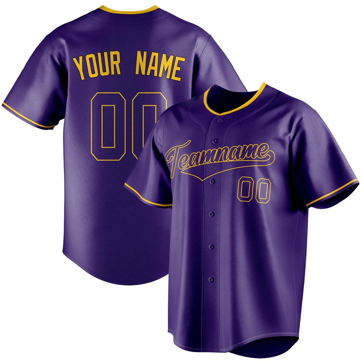 Custom Purple & Gold Color Fan Baseball Jersey BB01240530JZ256