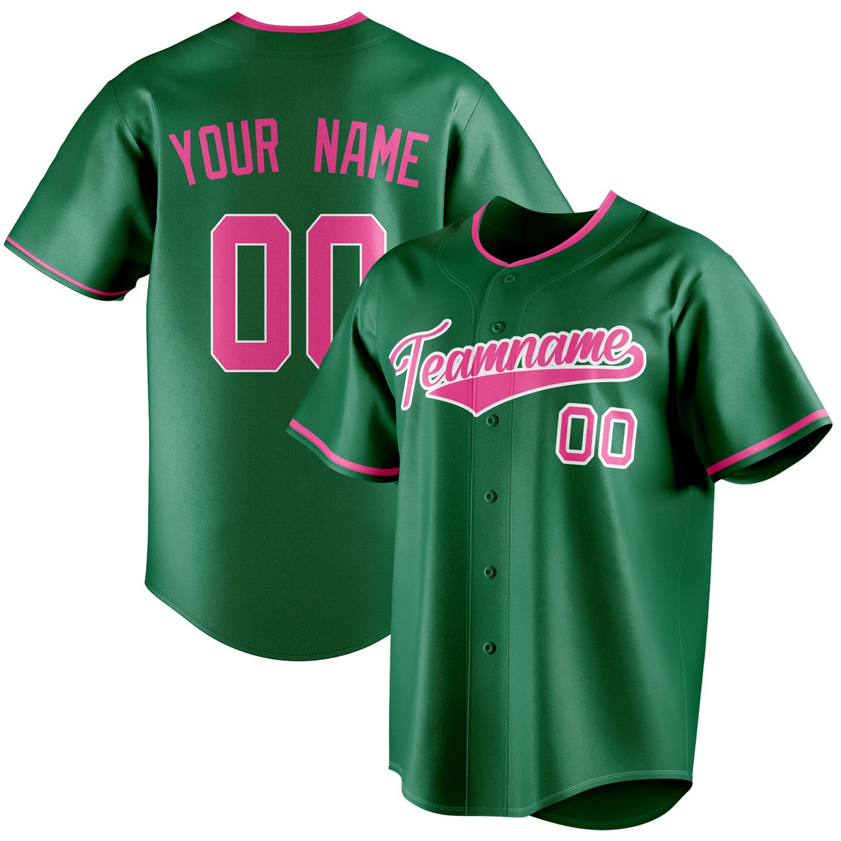 Custom Kelly Green & Pink Color Fan Baseball Jersey BB01240530WX223