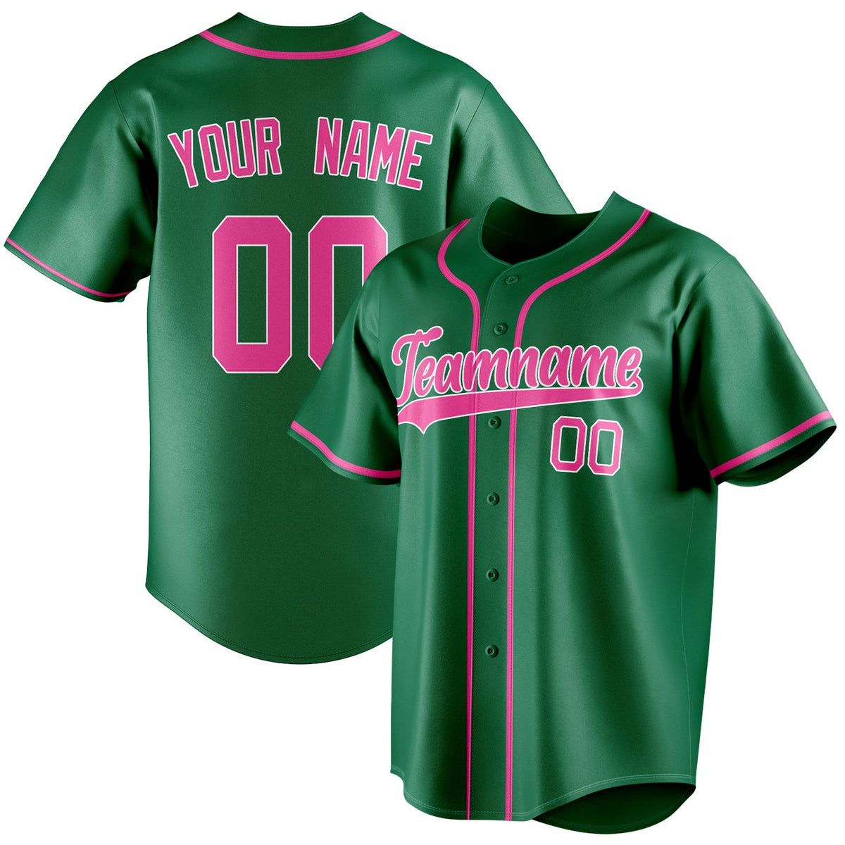 Custom Kelly Green & Pink Color Fan Baseball Jersey BB01240530WX225