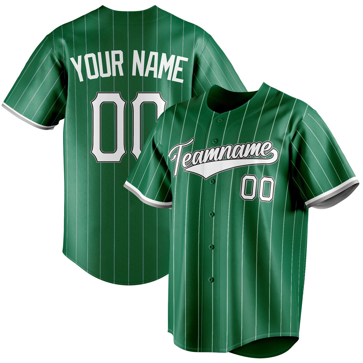 Custom Kelly Green & White White Pinstripe Fan Baseball Jersey BB01240530WX235