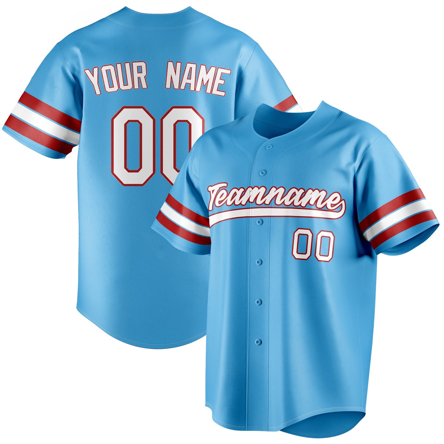 Custom Sky Blue & White Color Fan Baseball Jersey BB01240530WX301