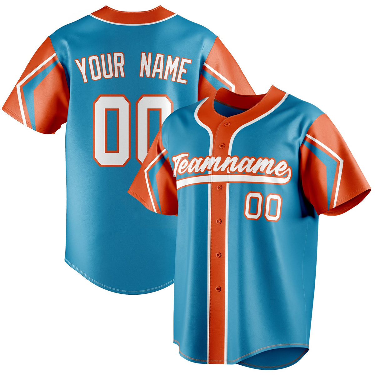 Custom Panther Blue & Orange 3 Colors Arm Shapes Fan Baseball Jersey BB01240530WX365