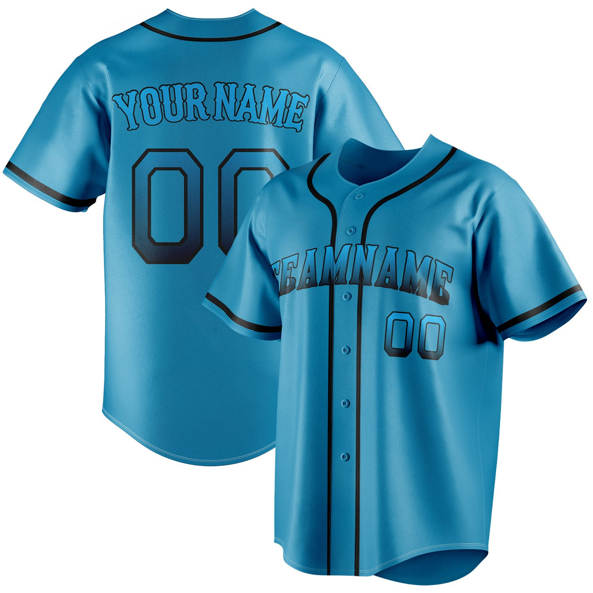 Custom Panther Blue & Black Color Fan Baseball Jersey BB01240530WX370