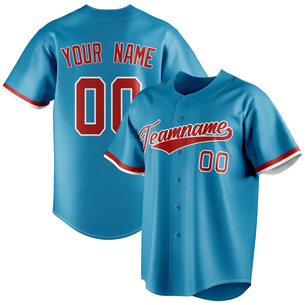 Custom Panther Blue & Red Color Fan Baseball Jersey BB01240530WX378