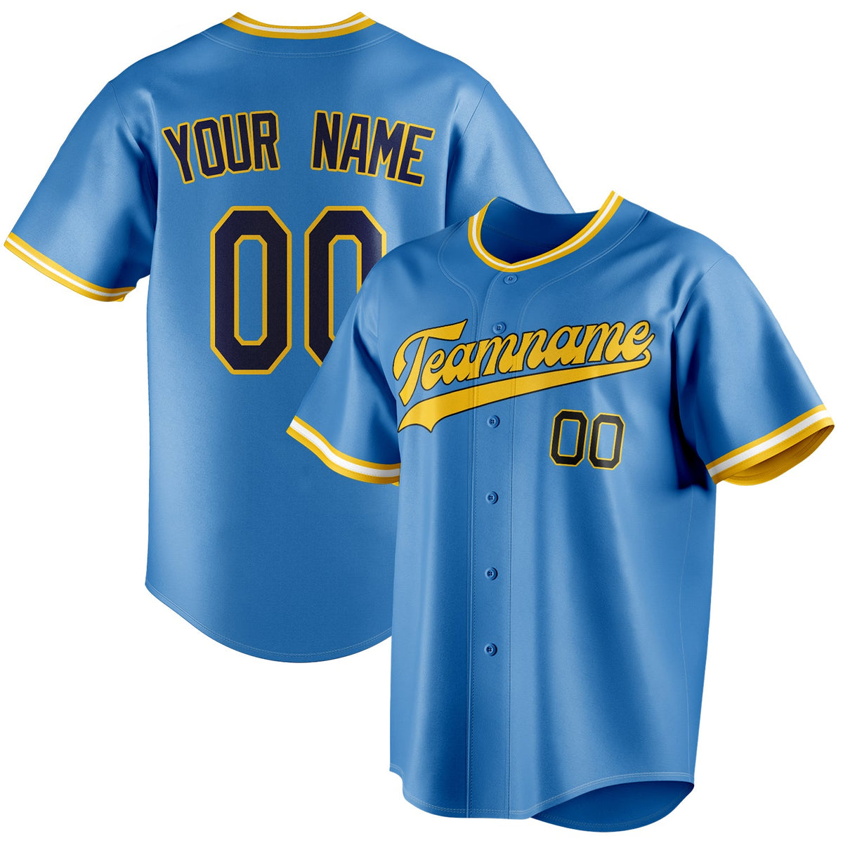 Custom Powder Blue & Black Color Fan Baseball Jersey BB01240530WY263