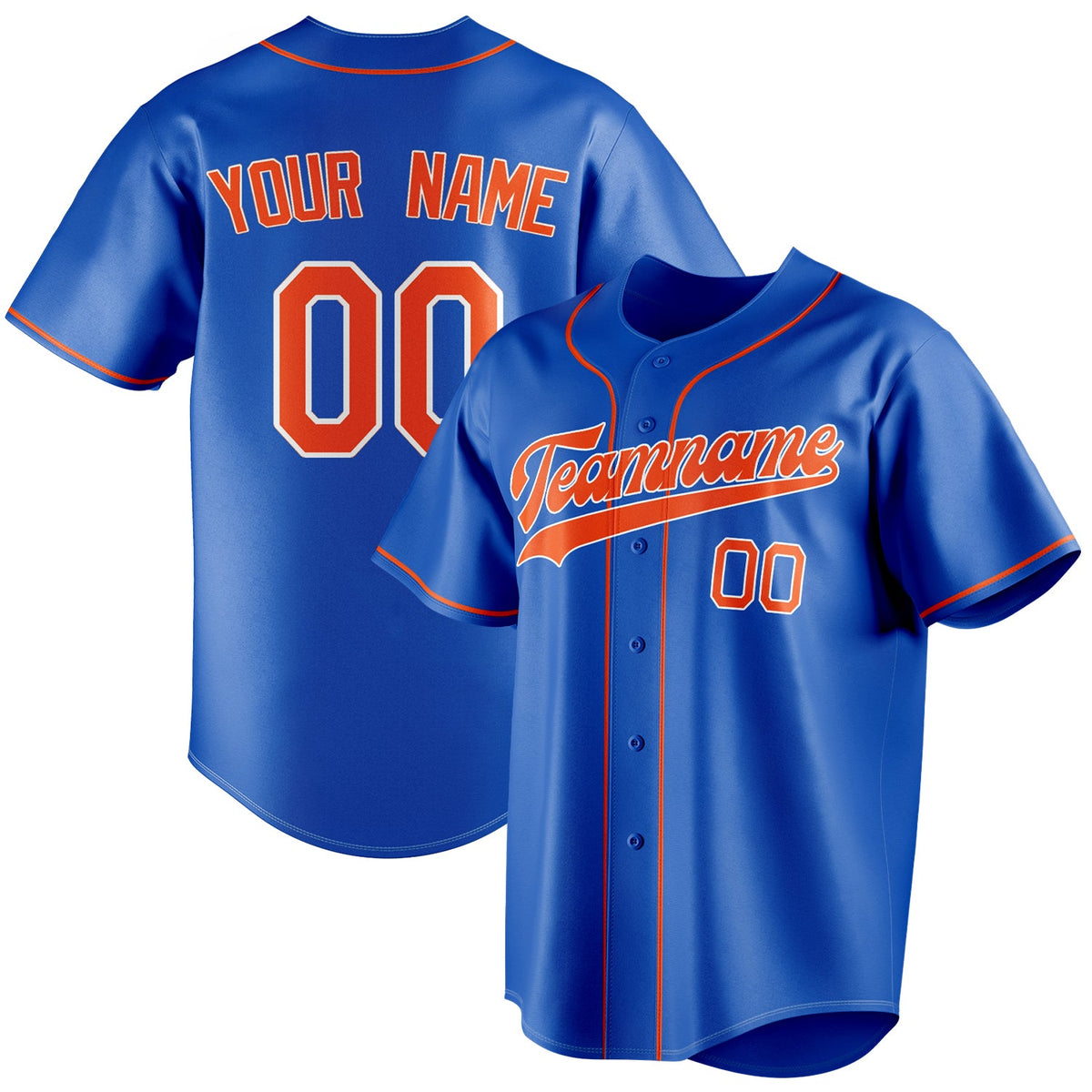 Custom Thunder Blue & Orange Color Fan Baseball Jersey BB01240530WY355