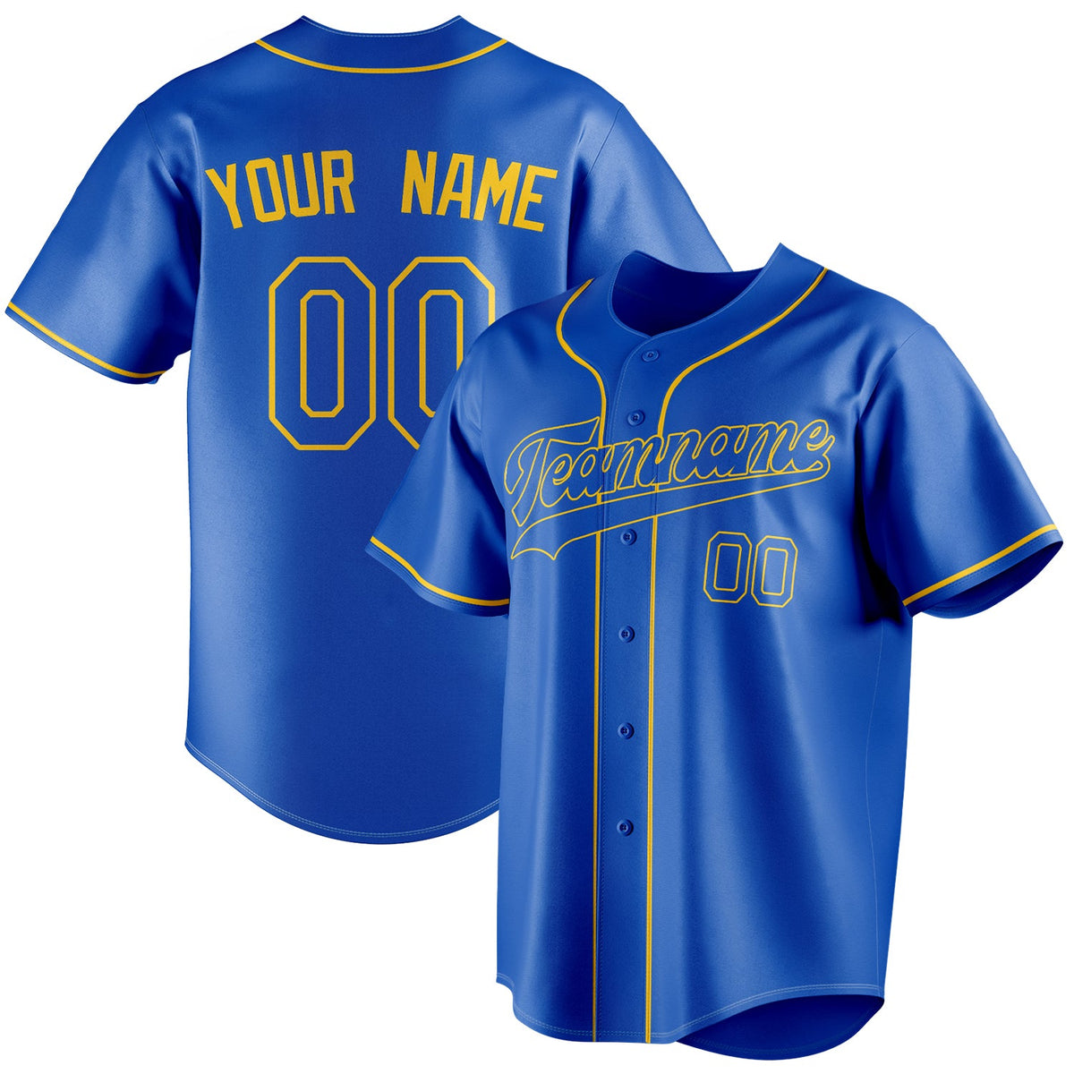 Custom Thunder Blue & Gold Color Fan Baseball Jersey BB01240530WY359