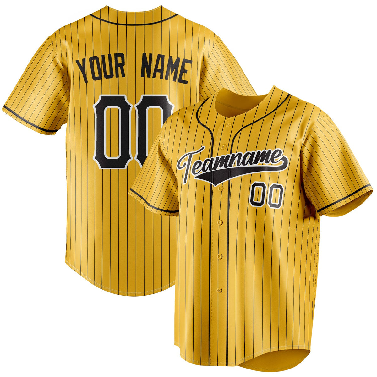 Custom Yellow & Black Black Pinstripe Fan Baseball Jersey BB01240531CK560