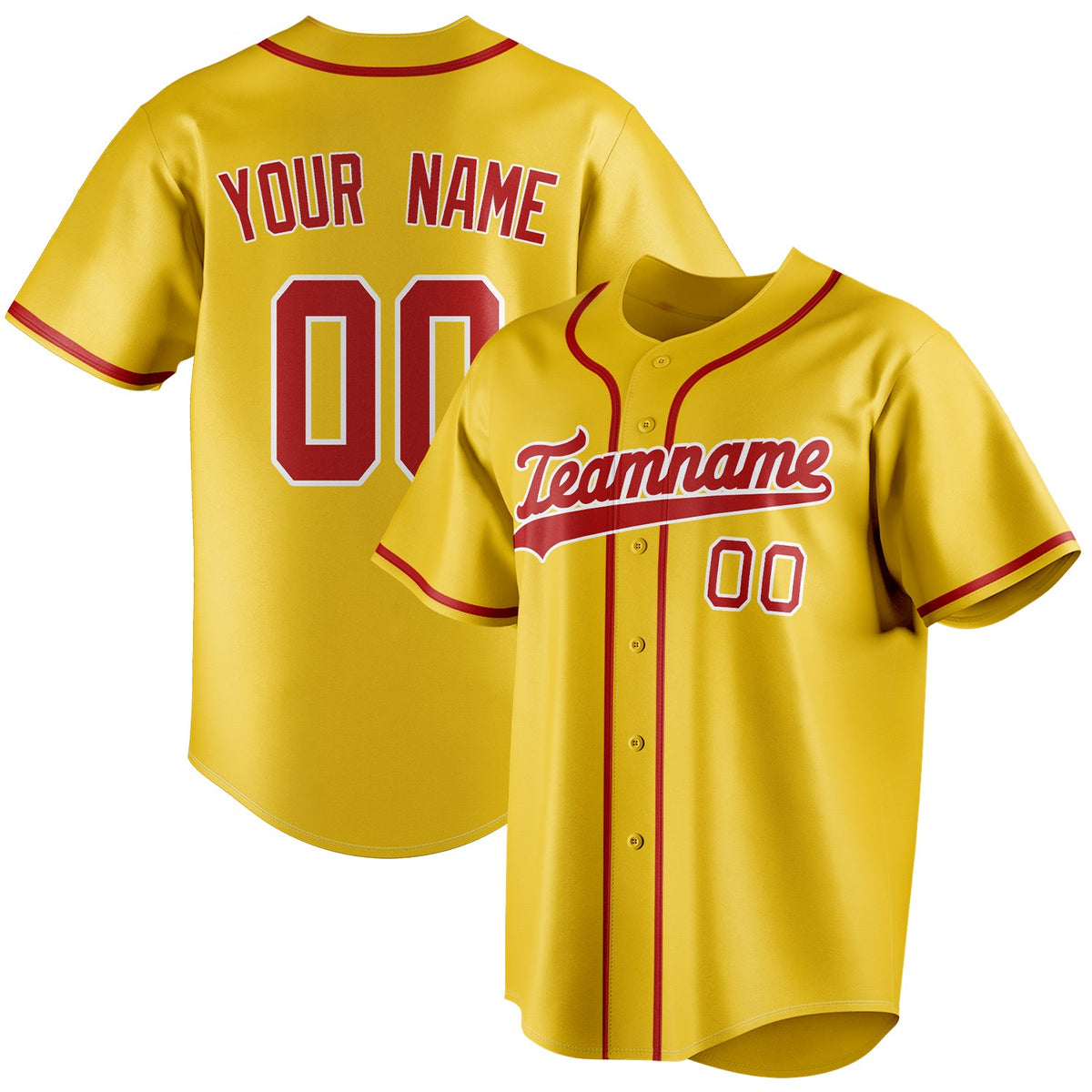 Custom Yellow & Red Color Fan Baseball Jersey BB01240531CK561