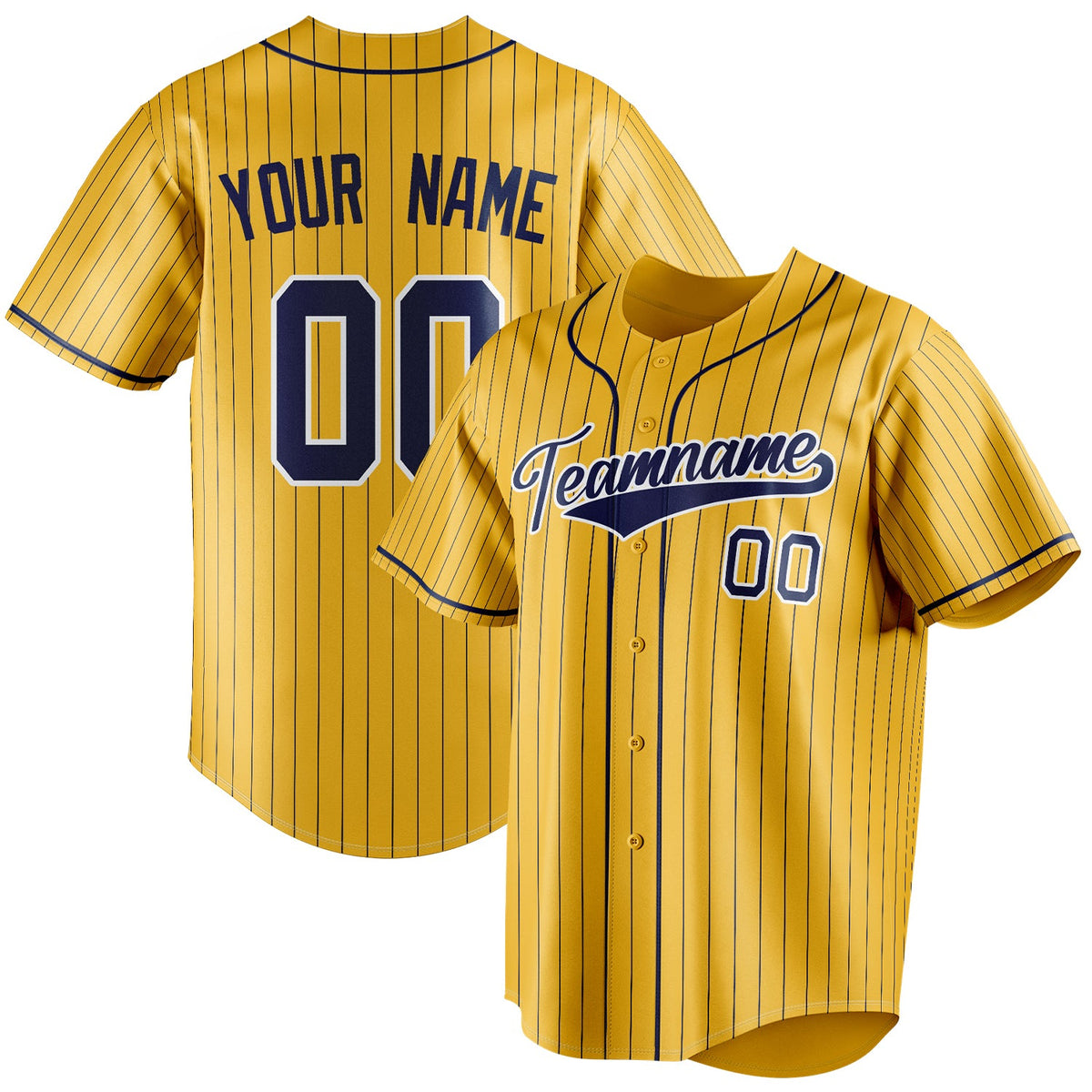 Custom Yellow & Royal Royal Pinstripe Fan Baseball Jersey BB01240531CK562