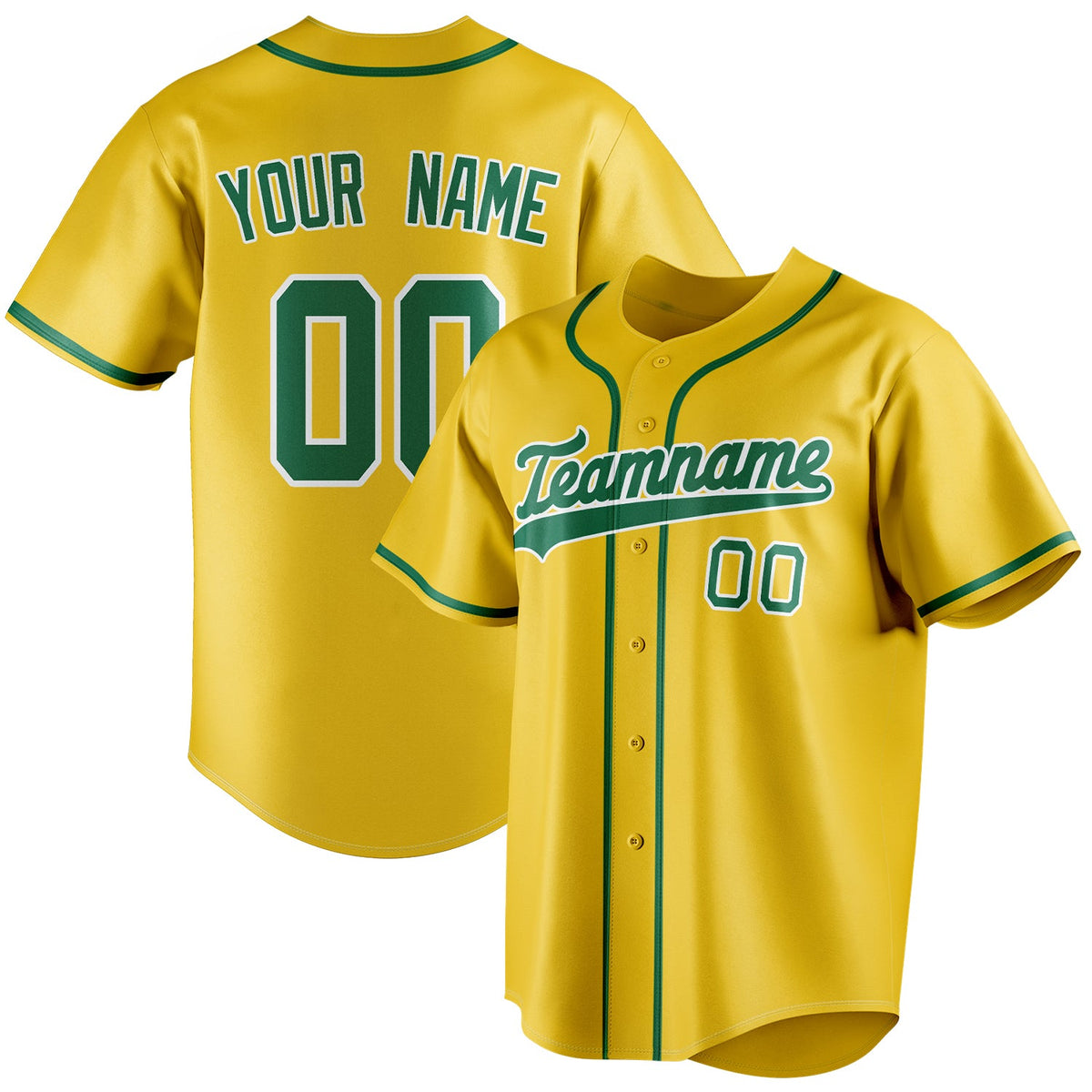 Custom Yellow & Kelly Green Color Fan Baseball Jersey BB01240531CK563