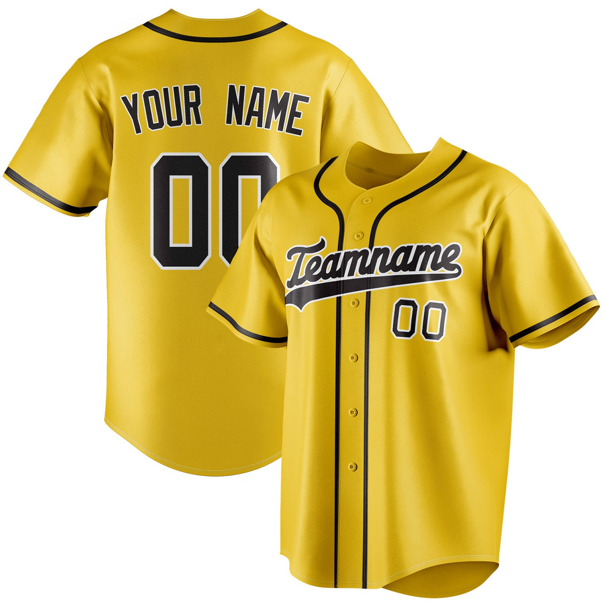 Custom Yellow & Black Color Fan Baseball Jersey BB01240531CK573